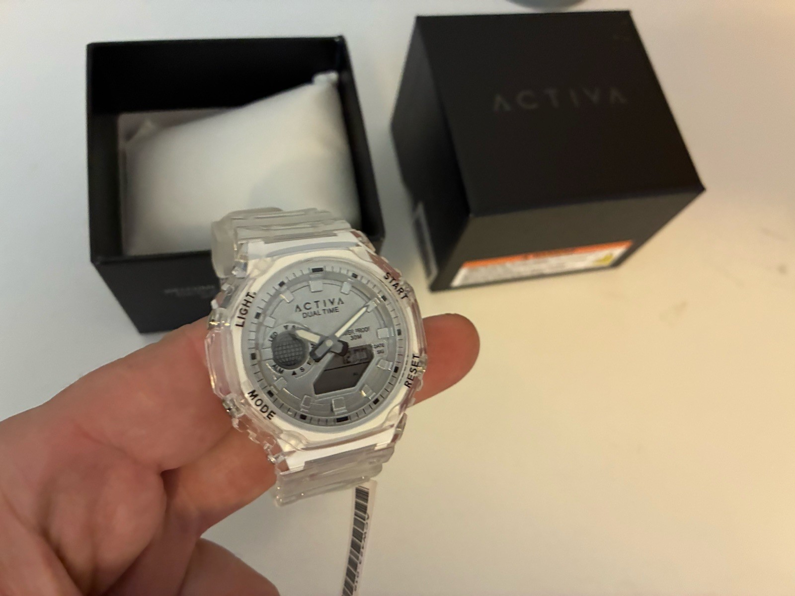 Activa Recon ACW423-016 Unisex 45.5mm Digital Watch Clear White Sport New