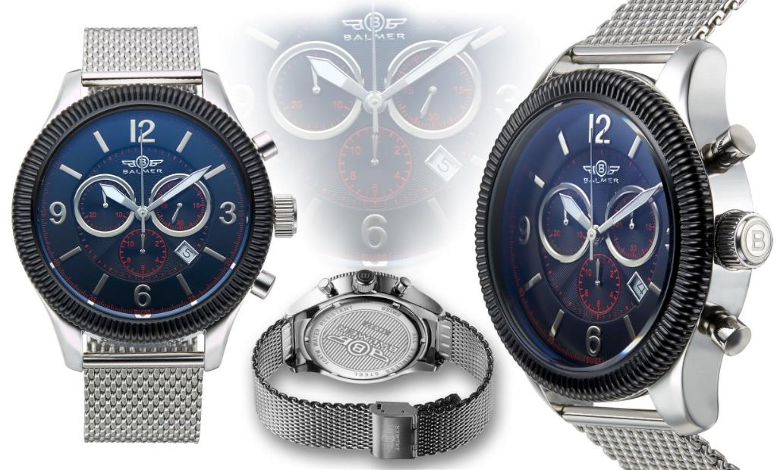 NEW Balmer 14037 Men’s Chronograph Vanquish Luminious Rhonda Black/Silver Watch