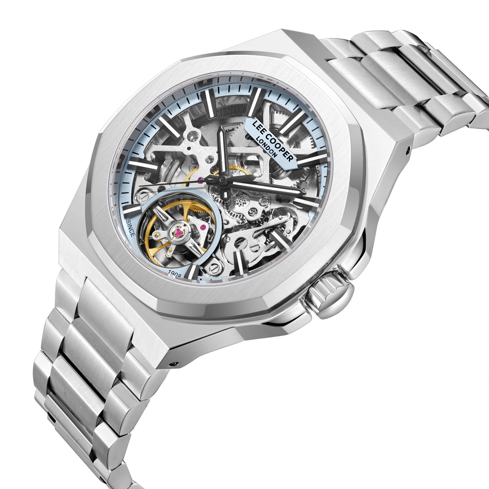 Lee Cooper Men’s Automatic Watch | Blue Dial, Silver Case, 43mm, 50 m (5 ATM)
