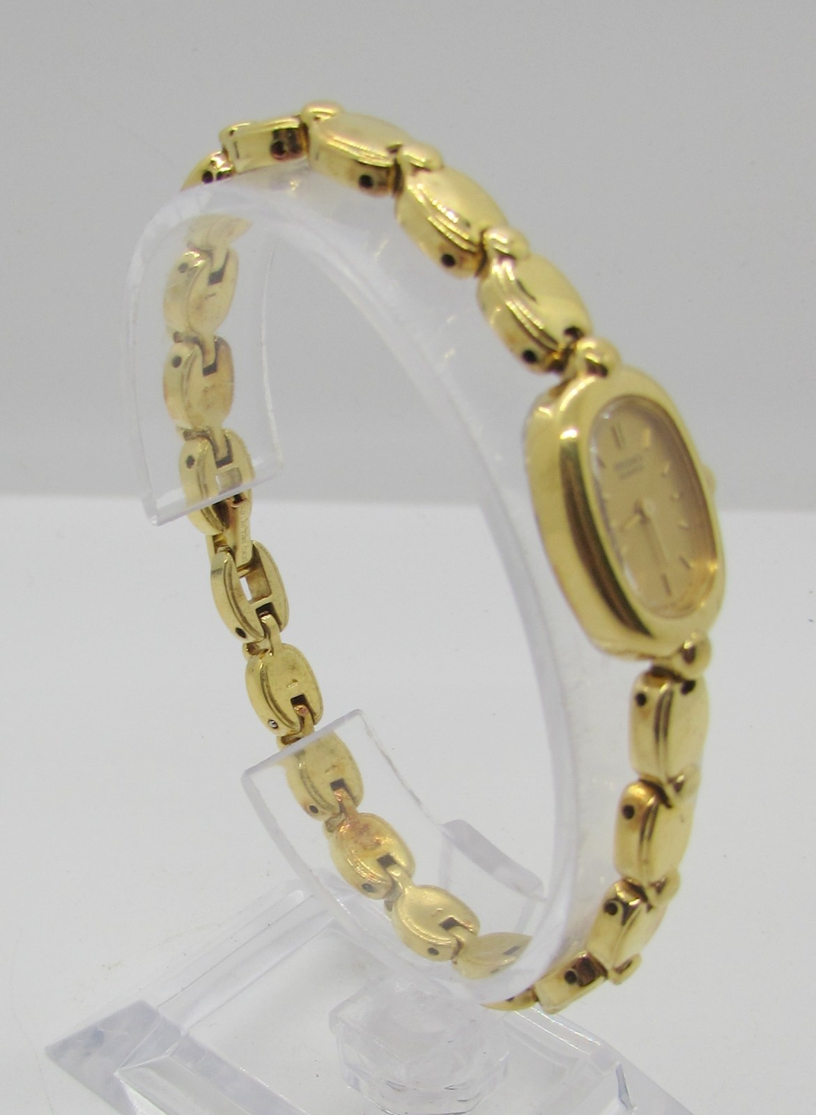 SEIKO 2E20-5739 GOLD TONE GOLD DIAL QUARTZ 13MM WRIST WATCH