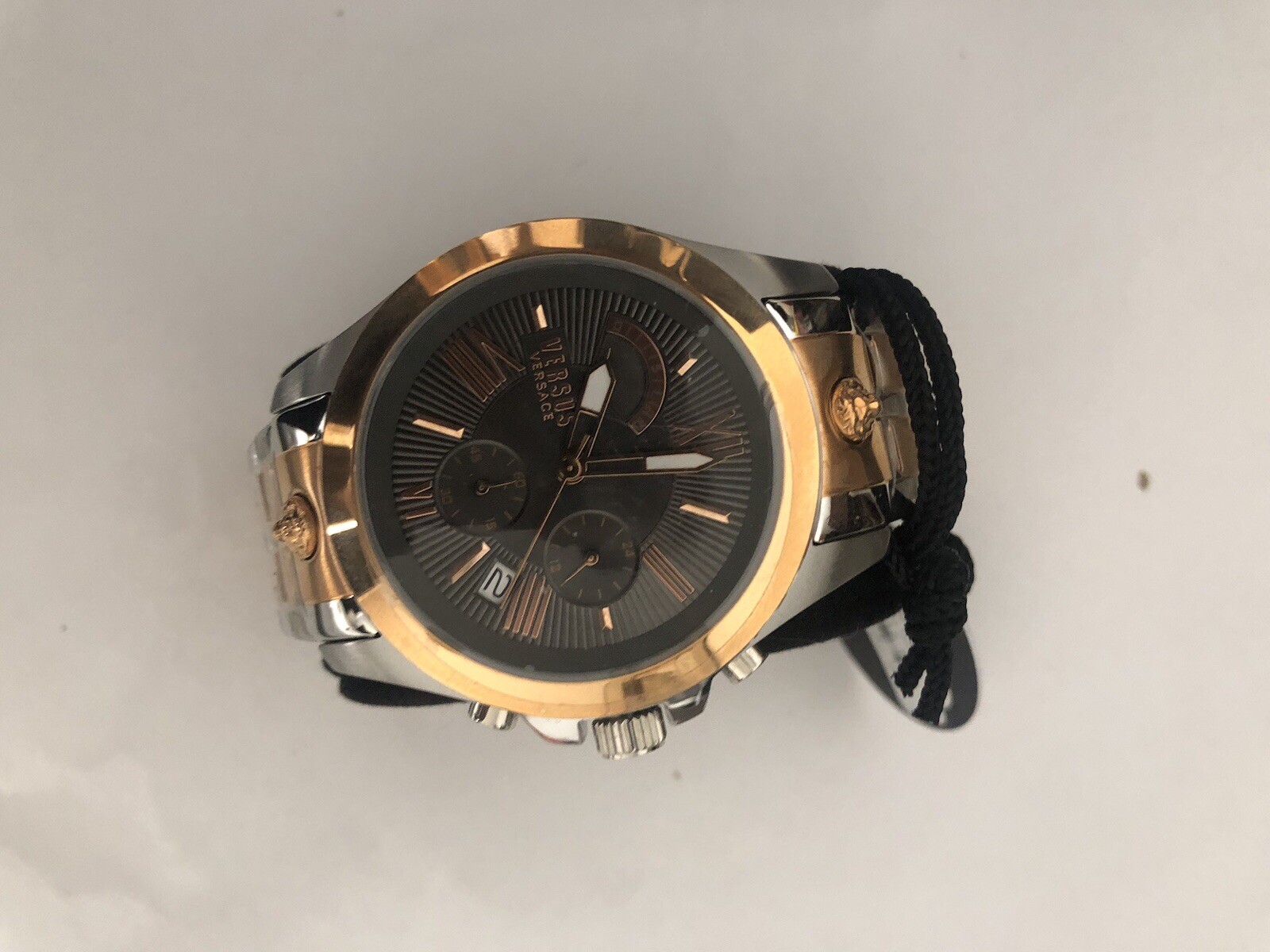 VERSUS VERSACE Chrono Lion Bracelet Watch Men Rose Gold/Silver Versus Watch NEW