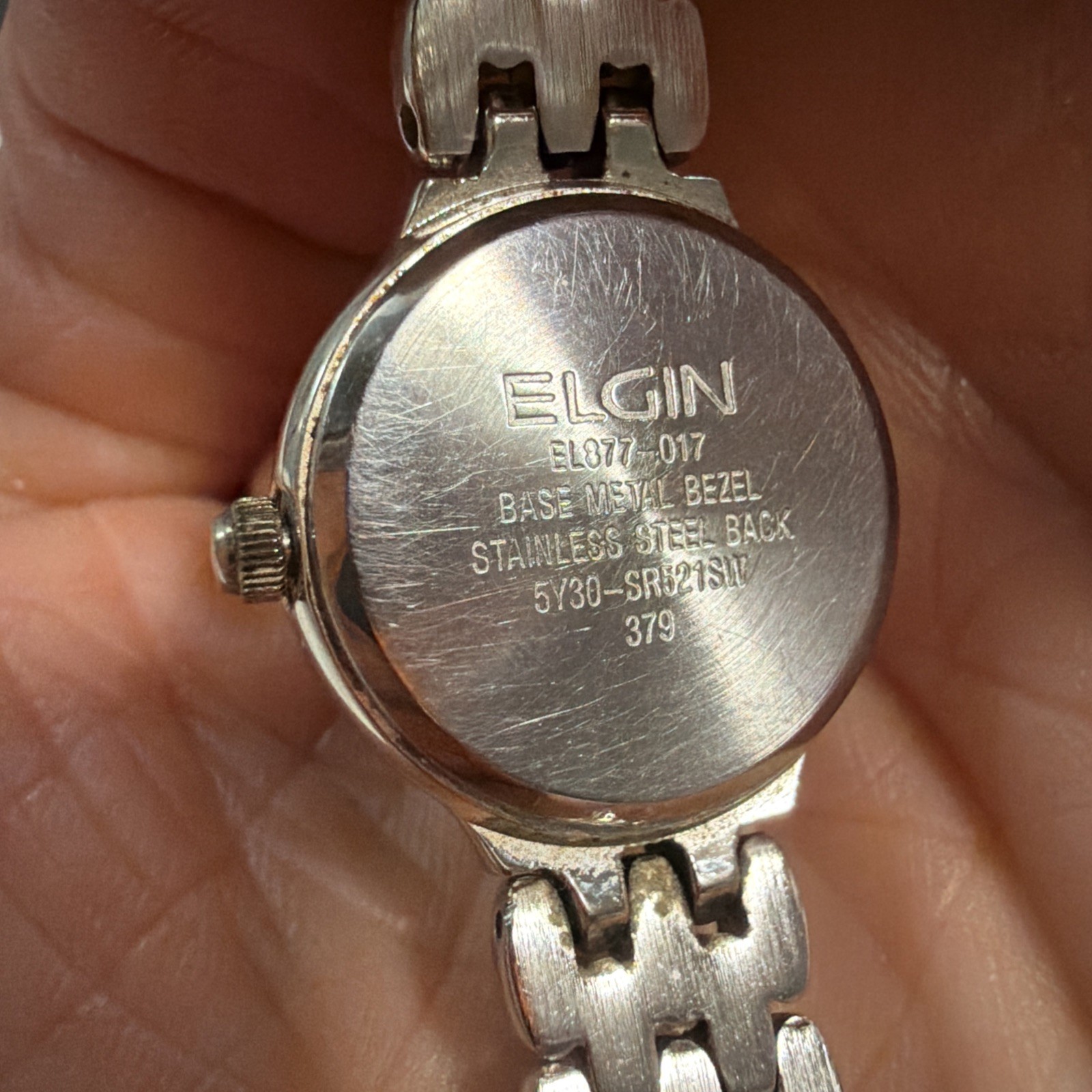 Vintage Elgin Diamond Womens Watch 17mm silver Tone Dial New Battery