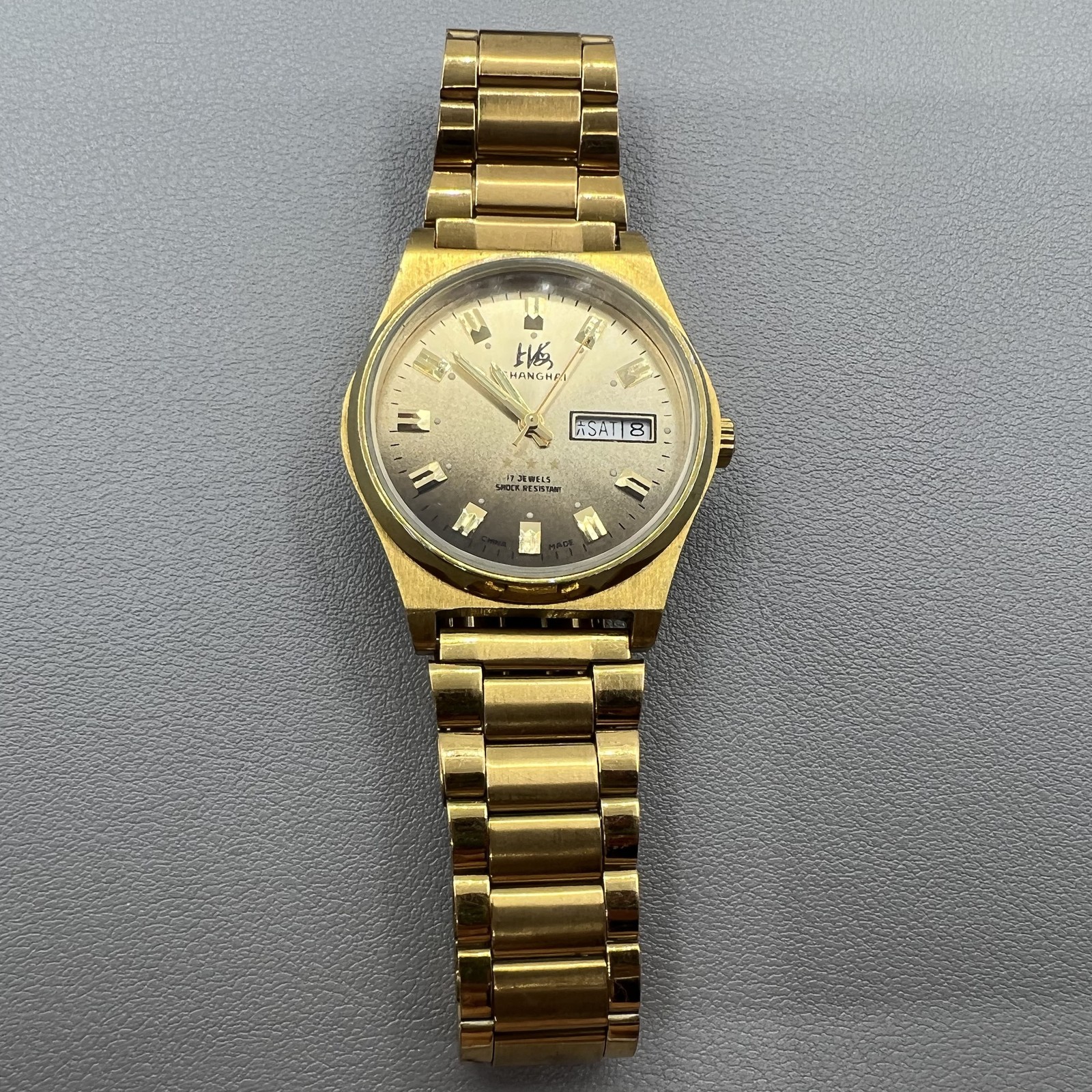Shanghai Factory Made Manual Mechanical Watch Dark Brown Dial Double Calendar