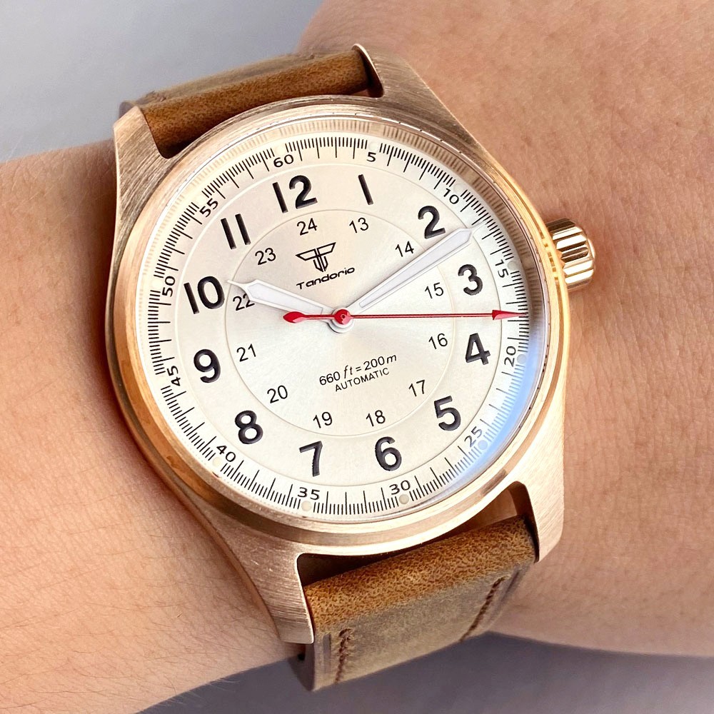 39mm Pilot Solid Cusn8 Bronze Sapphire 20ATM NH35 PT5000 Auto Movement Men Watch