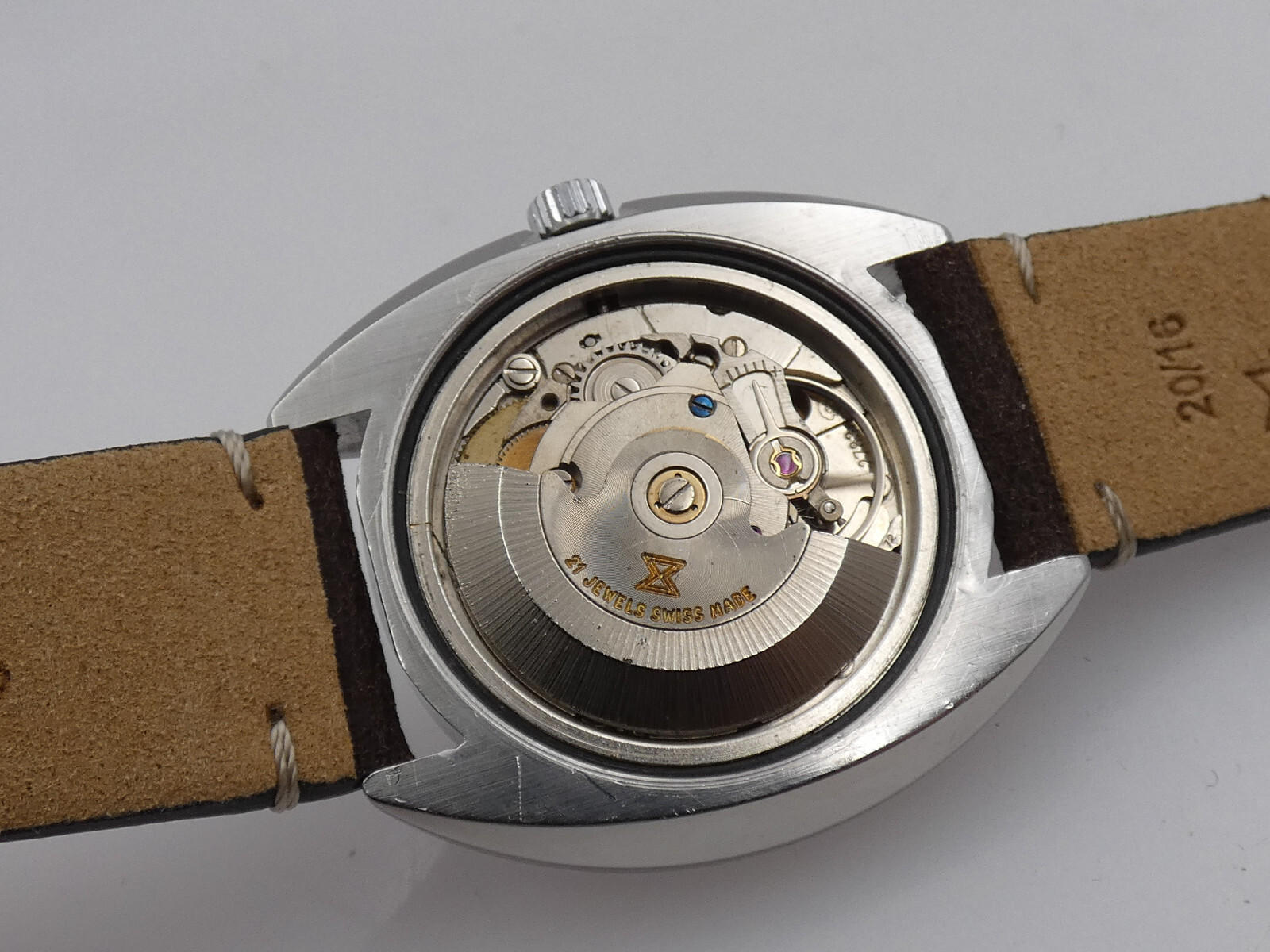 LORENZ EDOX BLUBIRD CUSHION OVERSIZE 38,5mm AUTOMATIC STEEL YEARS ’70s WATCH