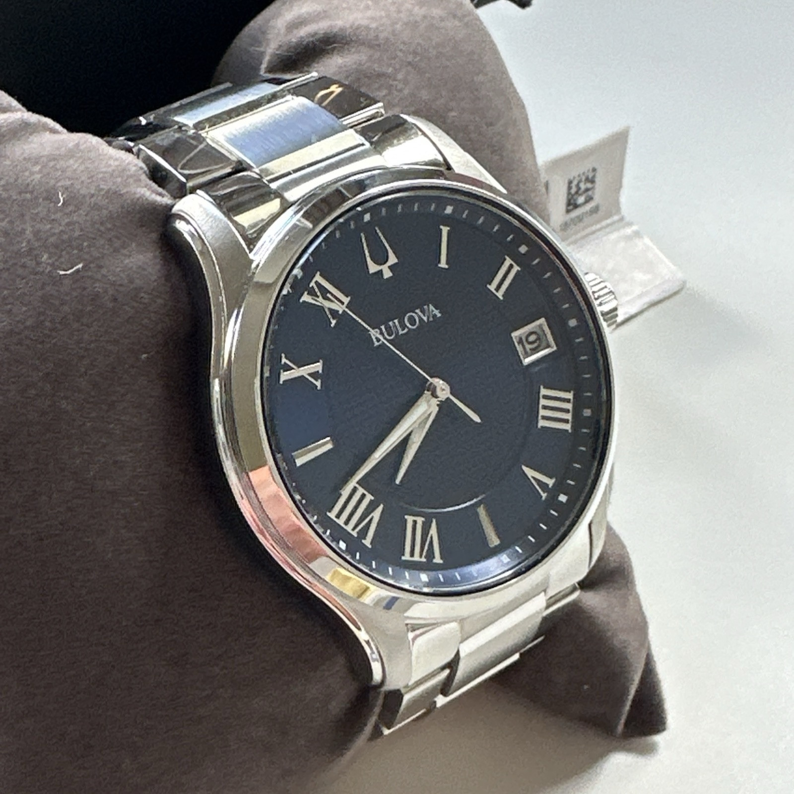 Bulova Wilton Men’s Quartz Silver-Tone Blue Dial Watch 41MM 96B386
