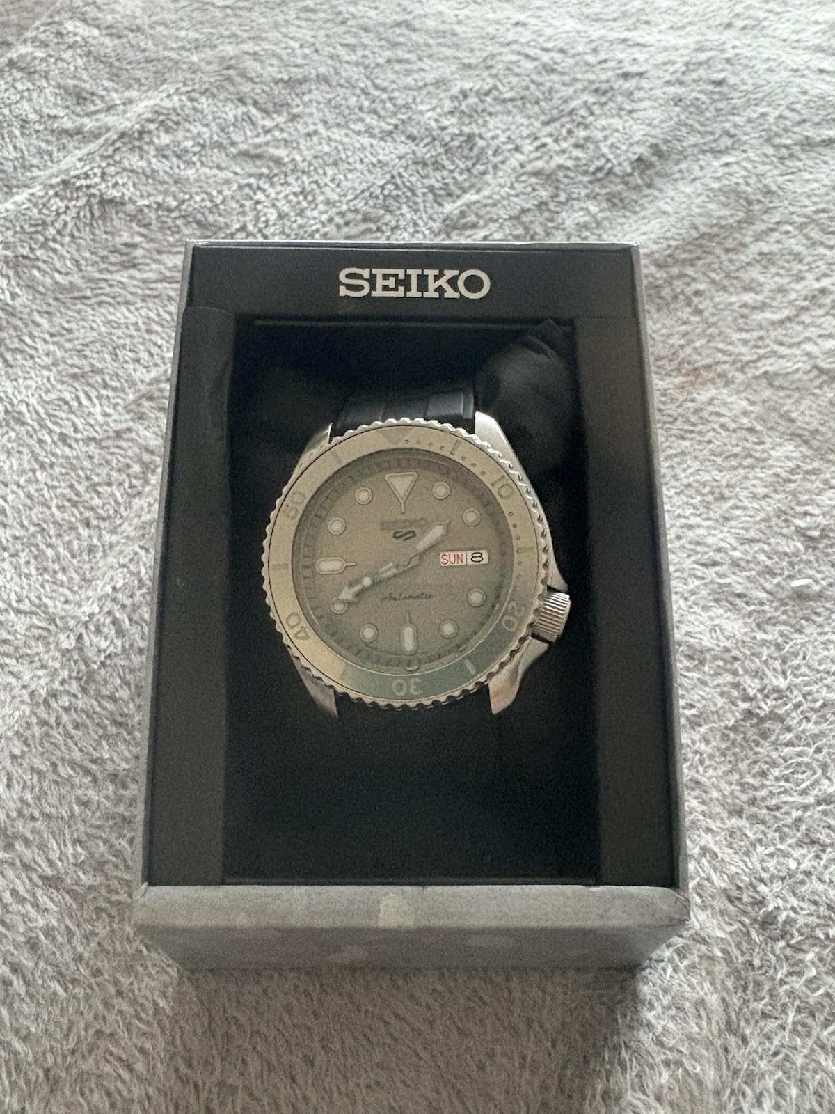 Seiko 5 Sports Automatic Gray Dial Day/Date 100m Watch Rubber/Steel Bands