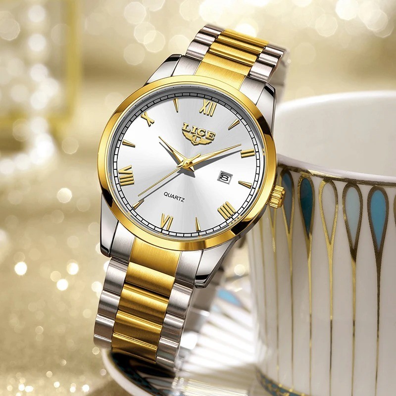 LIGE Original Fashion Watch For Men Stainless Steel Date Quartz Men Watch Waterp