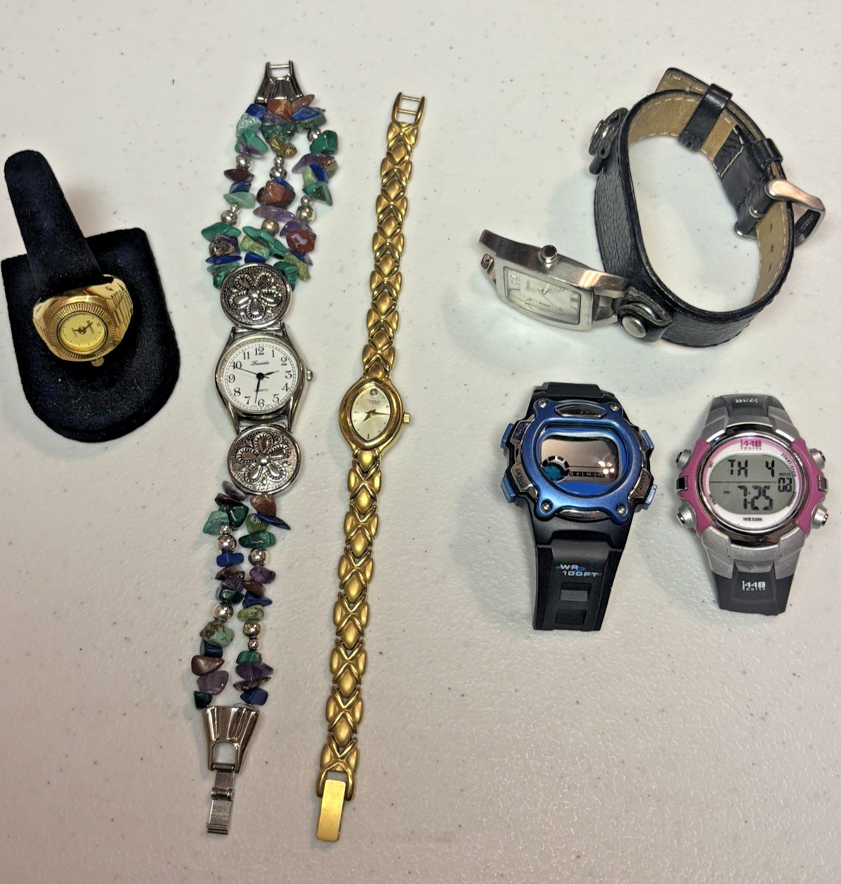 Lot of 6 watches Bezel Stainless Steel For repair or parts Various Brands