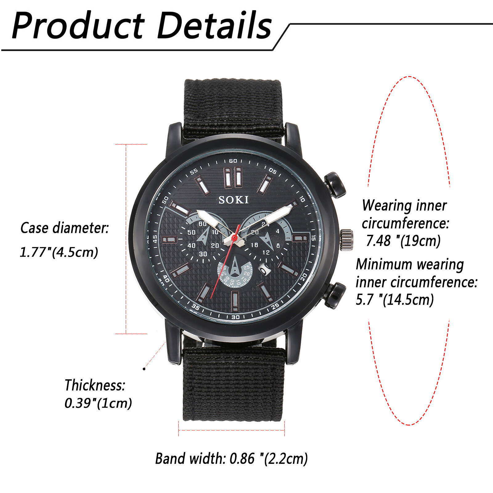 Mens Army Sports Wristwatch Round Simple Nylon Band Tactical Analog Quartz Watch