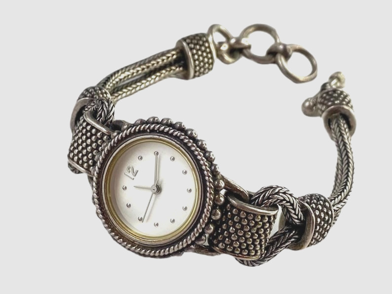 Vtg Heavy Suarti Bali BA Indonesia Sterling Silver 925 Byzantine Chain Watch