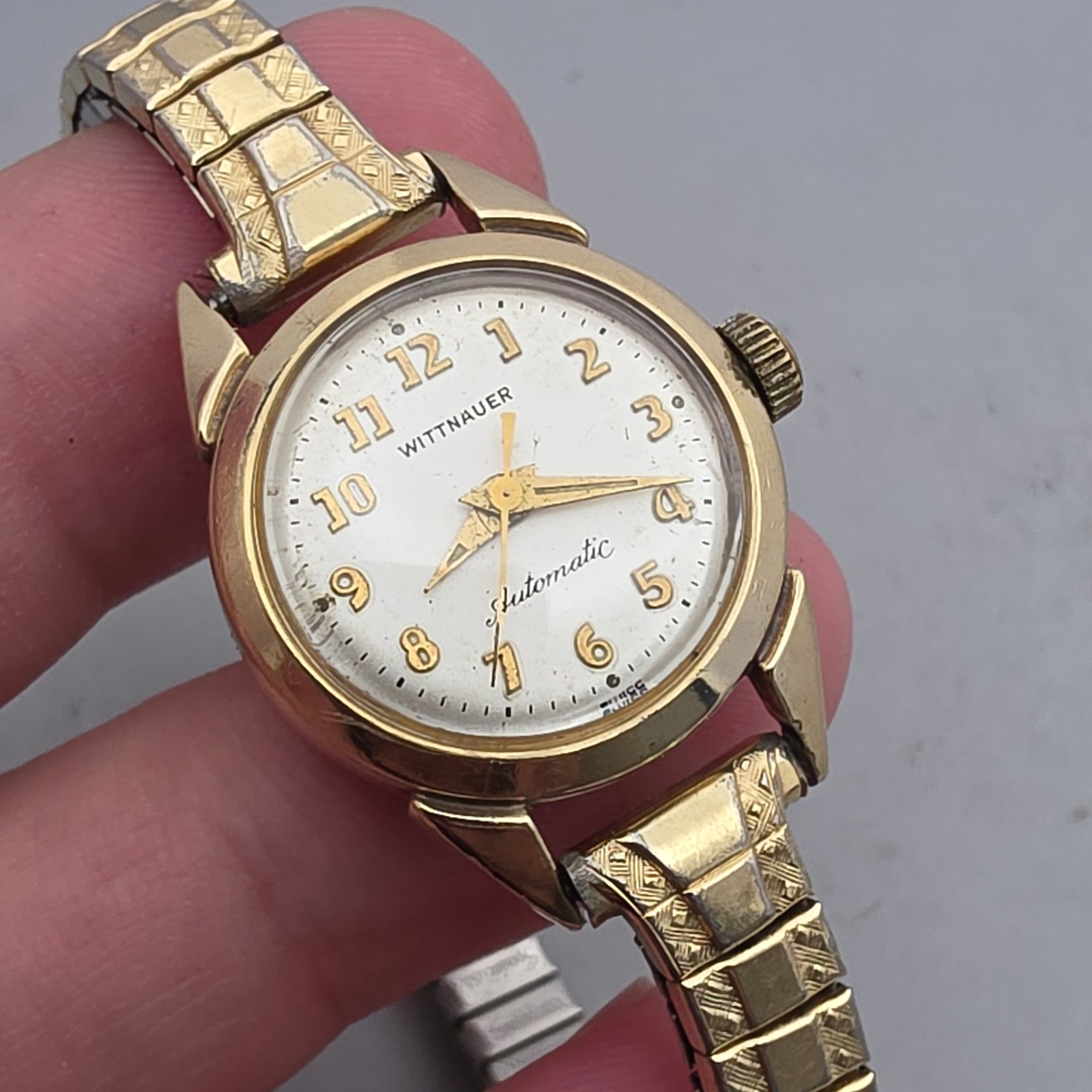 Vintage WITTNAUER Ladies automatic watch 10K GoldFilled Numeric Dial swiss 1960s