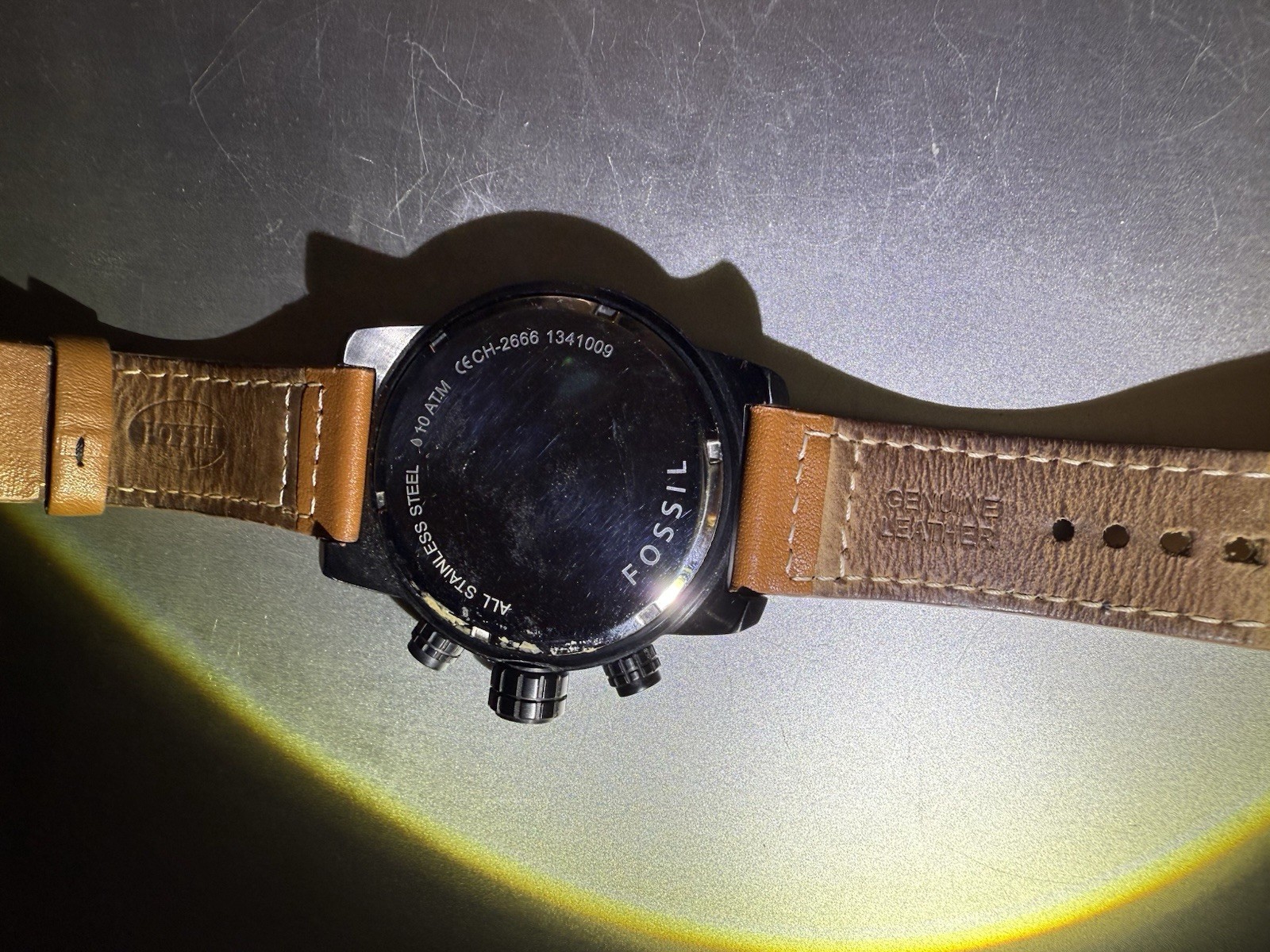 Fossil men’s chronograph brown leather band watch CH-2666- Good condition