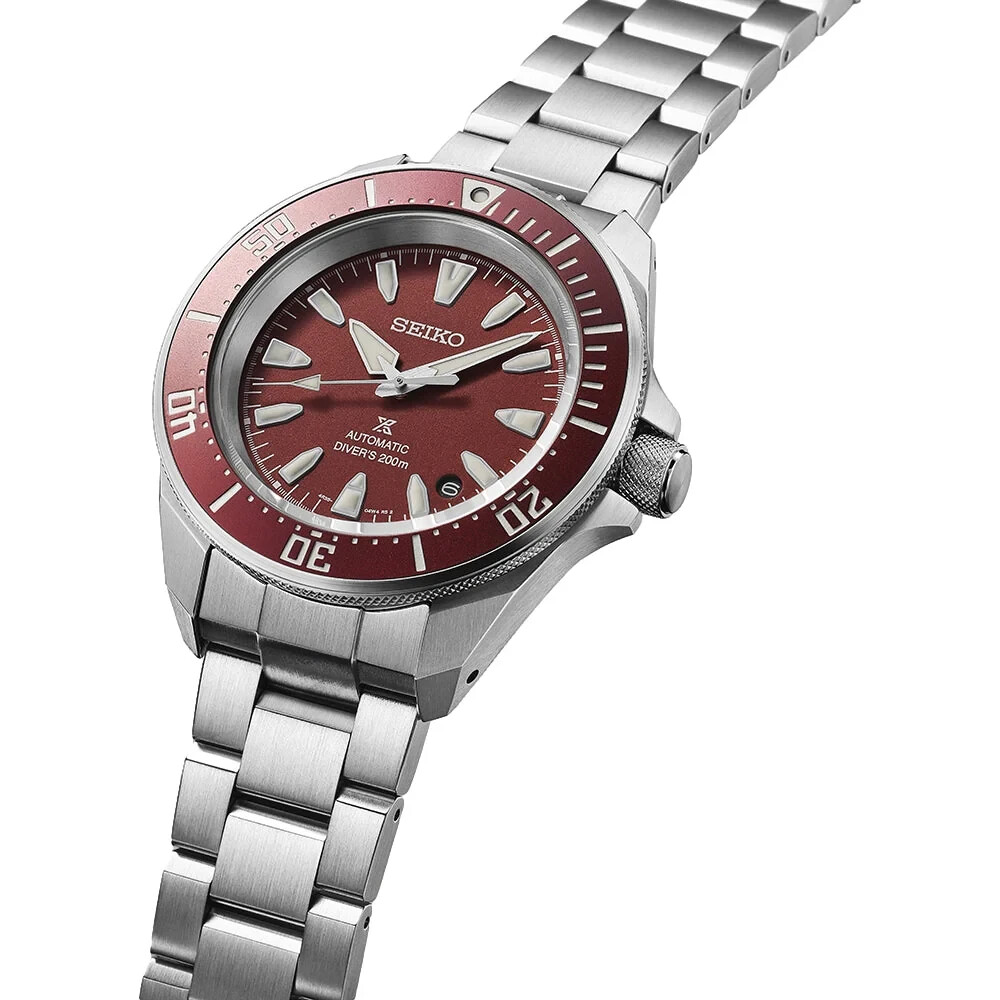 Seiko Prospex Samurai Diver Red Dial Stainless Steel Watch SRPL11