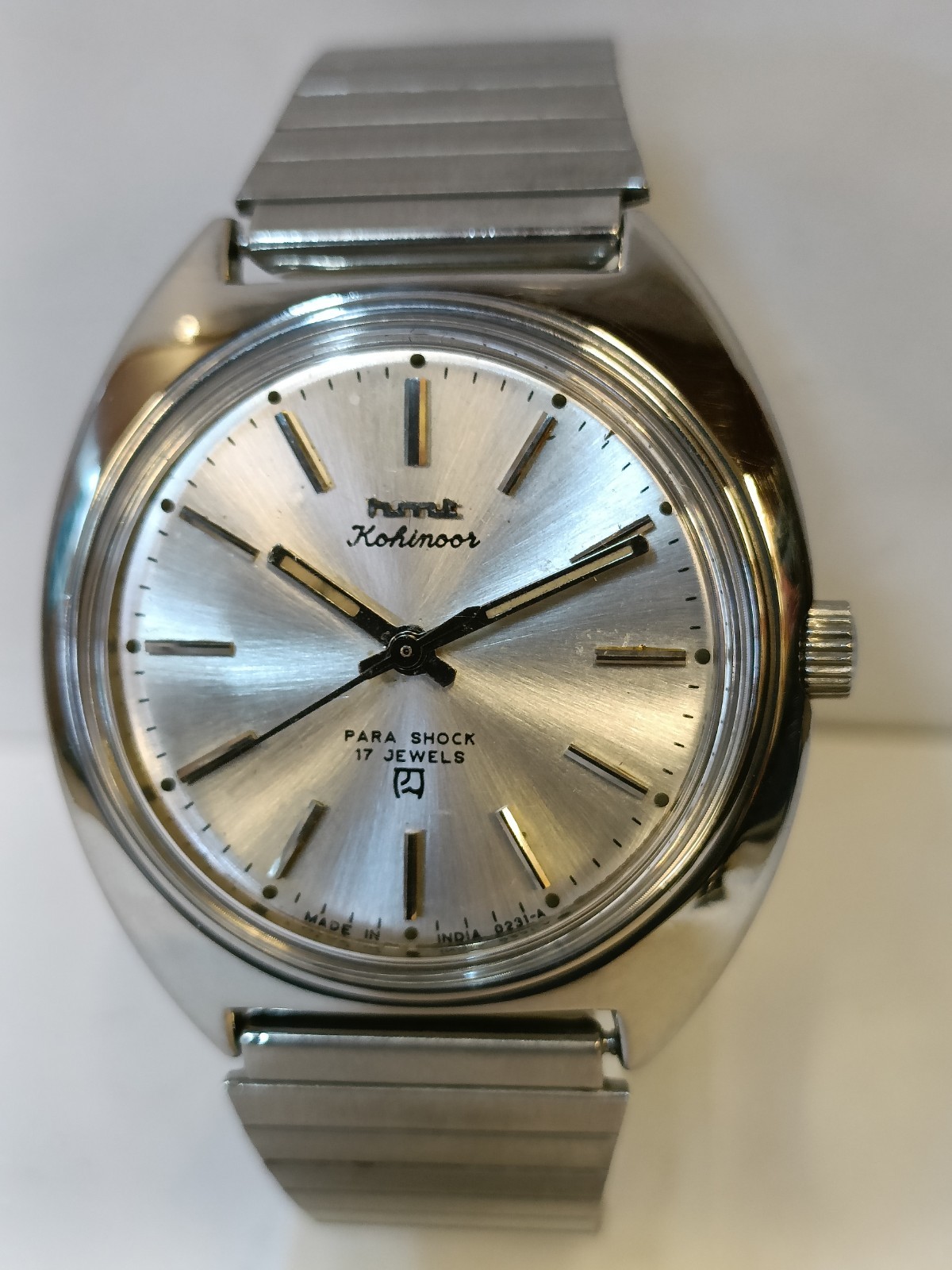 HMT KOHINOOR 17J WINDING SILVER DIAL 0231 INDIA MEN’S WORKING CONDITION