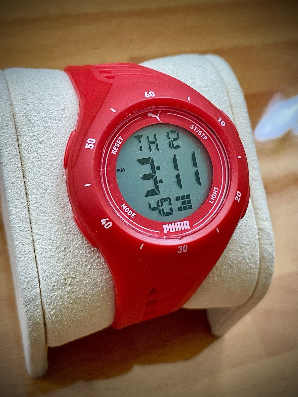 PUMA Women’s Watch P6023- Puma 3 LCD, Red Tone Polycarbonate – New!