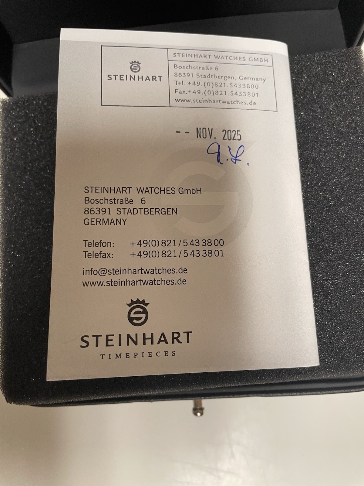 Steinhart Ocean 39 complete set Nov. 2025 from Steinhart factory full warranty