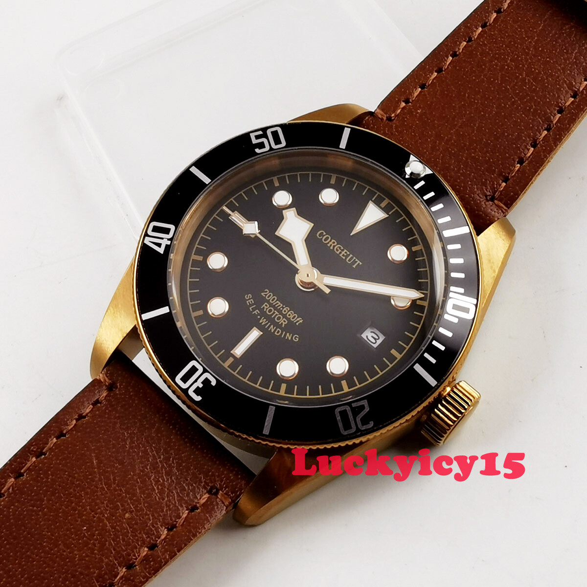 41mm Corgeut Automatic men’s watch Miyota NH35A movement Bronze coated case DATE