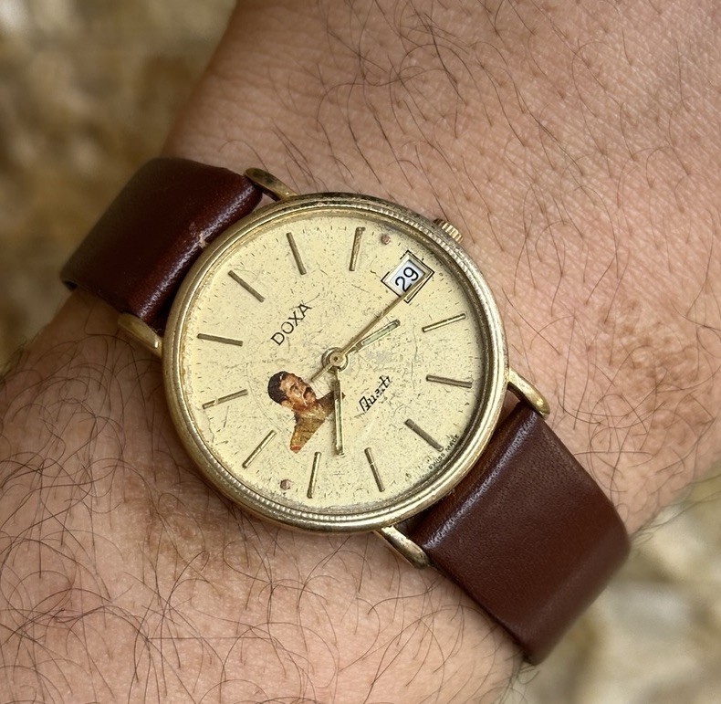 1980s Vintage Doxa Saddam Hussein Iraq Gift Watch Quartz 32mm Rare Authentic