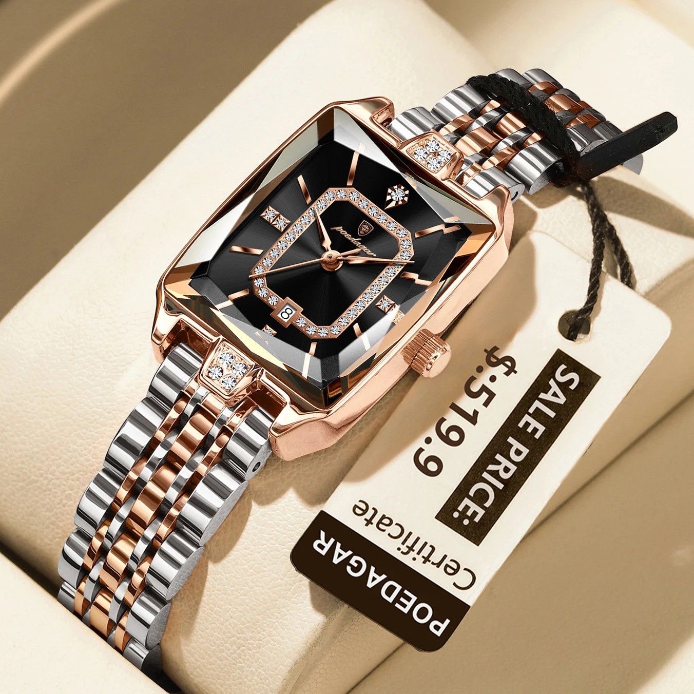 POEDAGAR Women Quartz Watch Waterproof Stainless Steel band Luminous Date