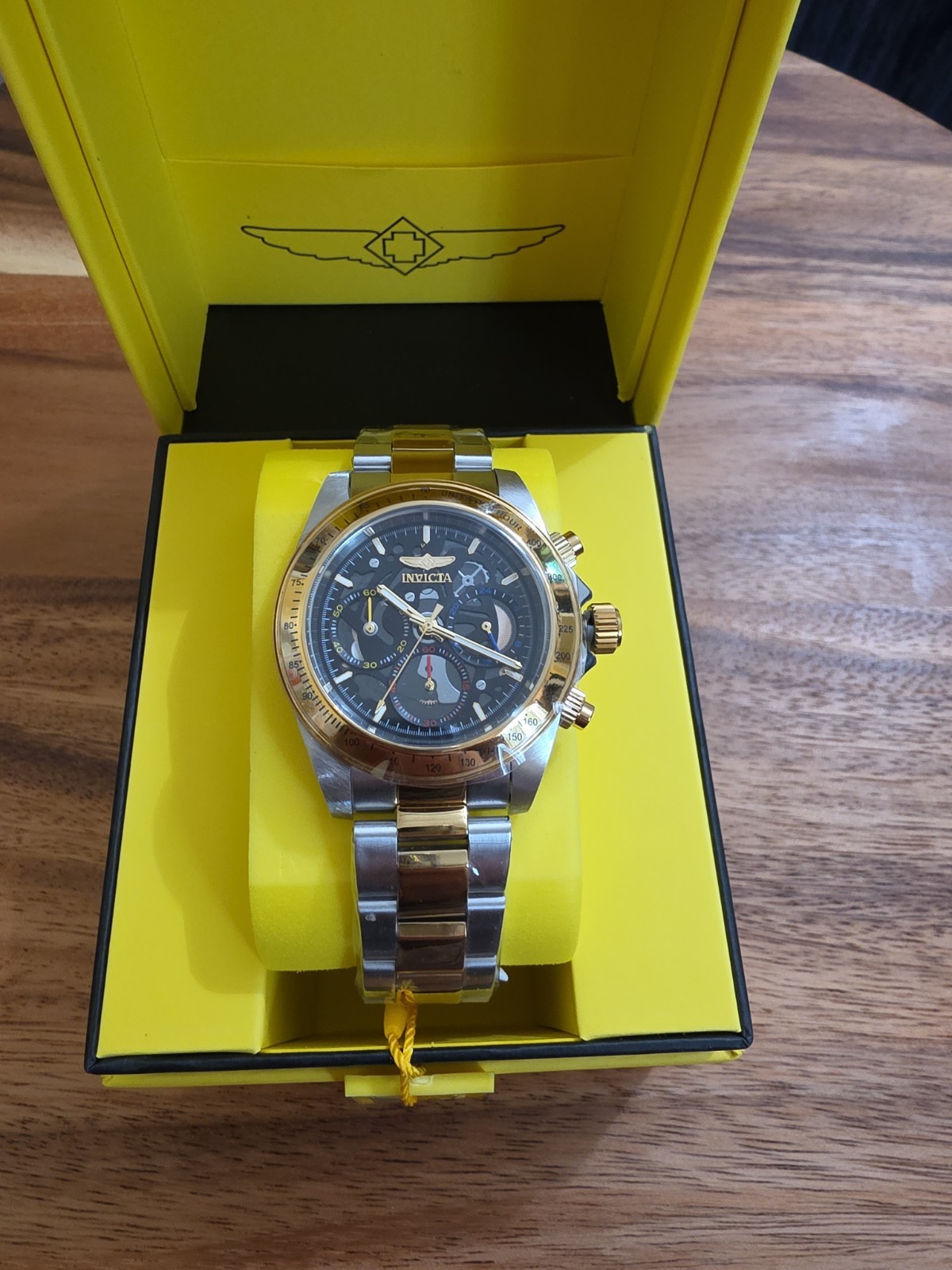 Invicta Men’s Watch – Speedway Chrono Black Skeleton Two Tone Limited Edition