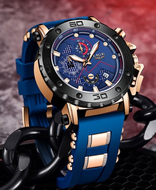 LIGE DREAM Men Big Dial Chronograph Waterproof Analogue Quartz Stainless Steel