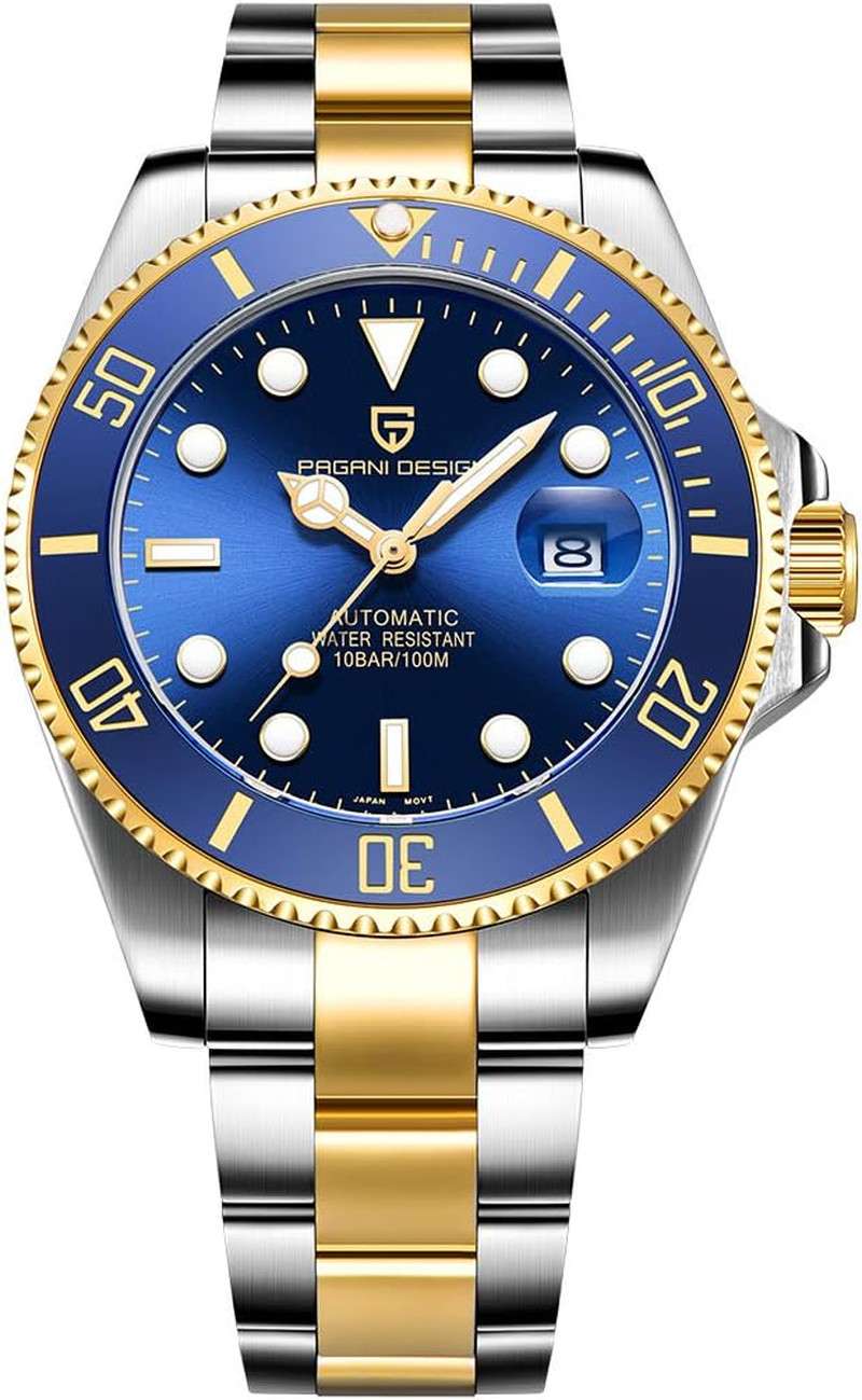 Men’s Waterproof Automatic Watch – Japanese Movement, Stainless Steel, 100M