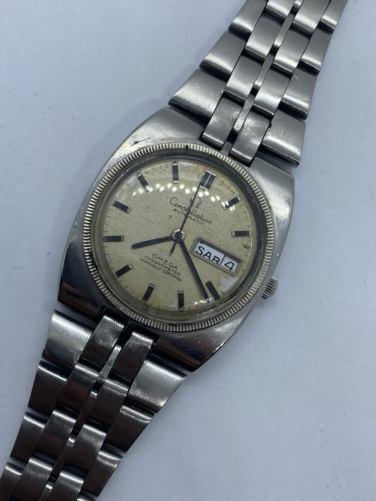 Omega Constellation 168.045 Cal 751 Automatic Men Watch For Repair Gold Bezel