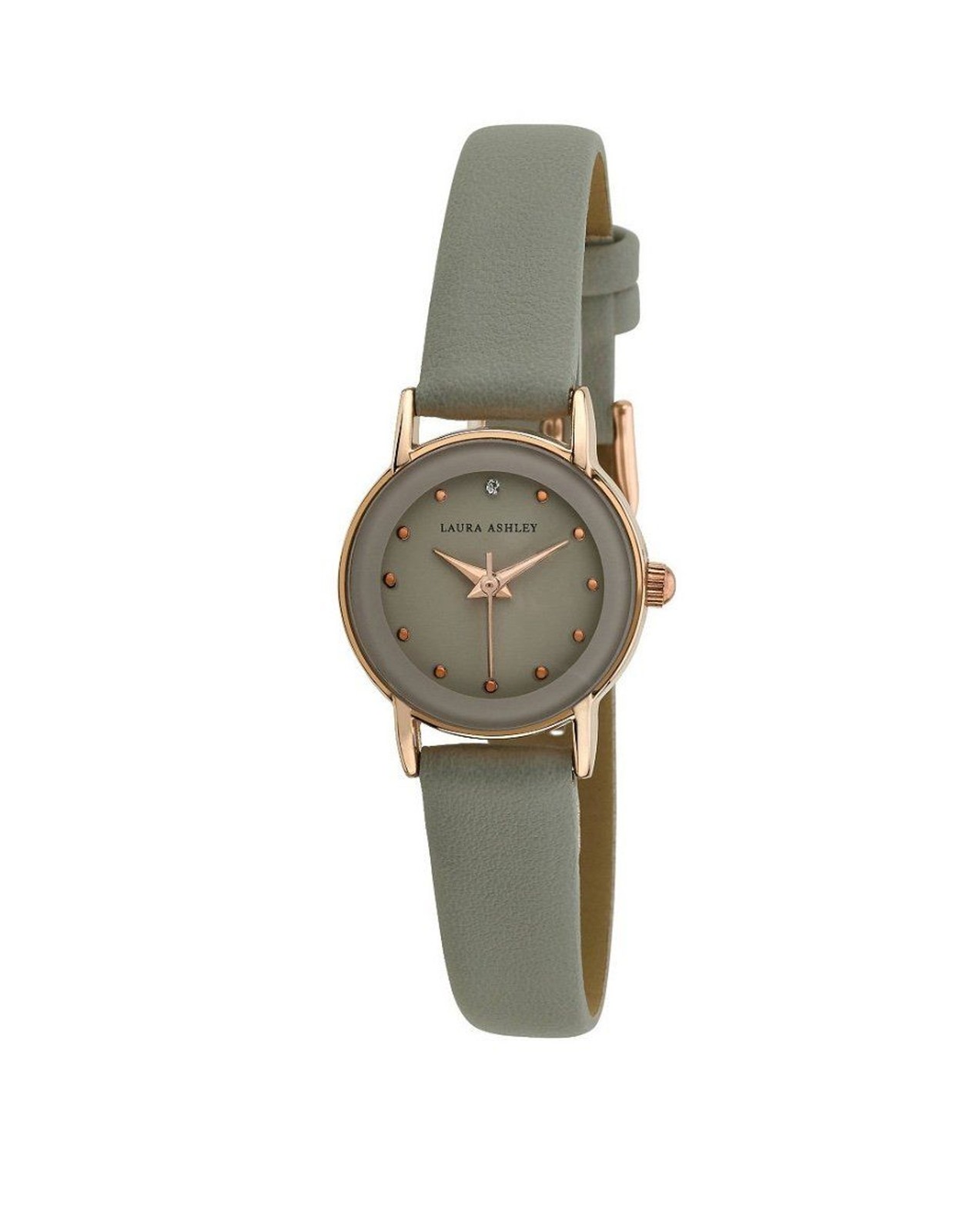 Laura Ashley Women’s Gray Faux Leather Strap Watch 24mm
