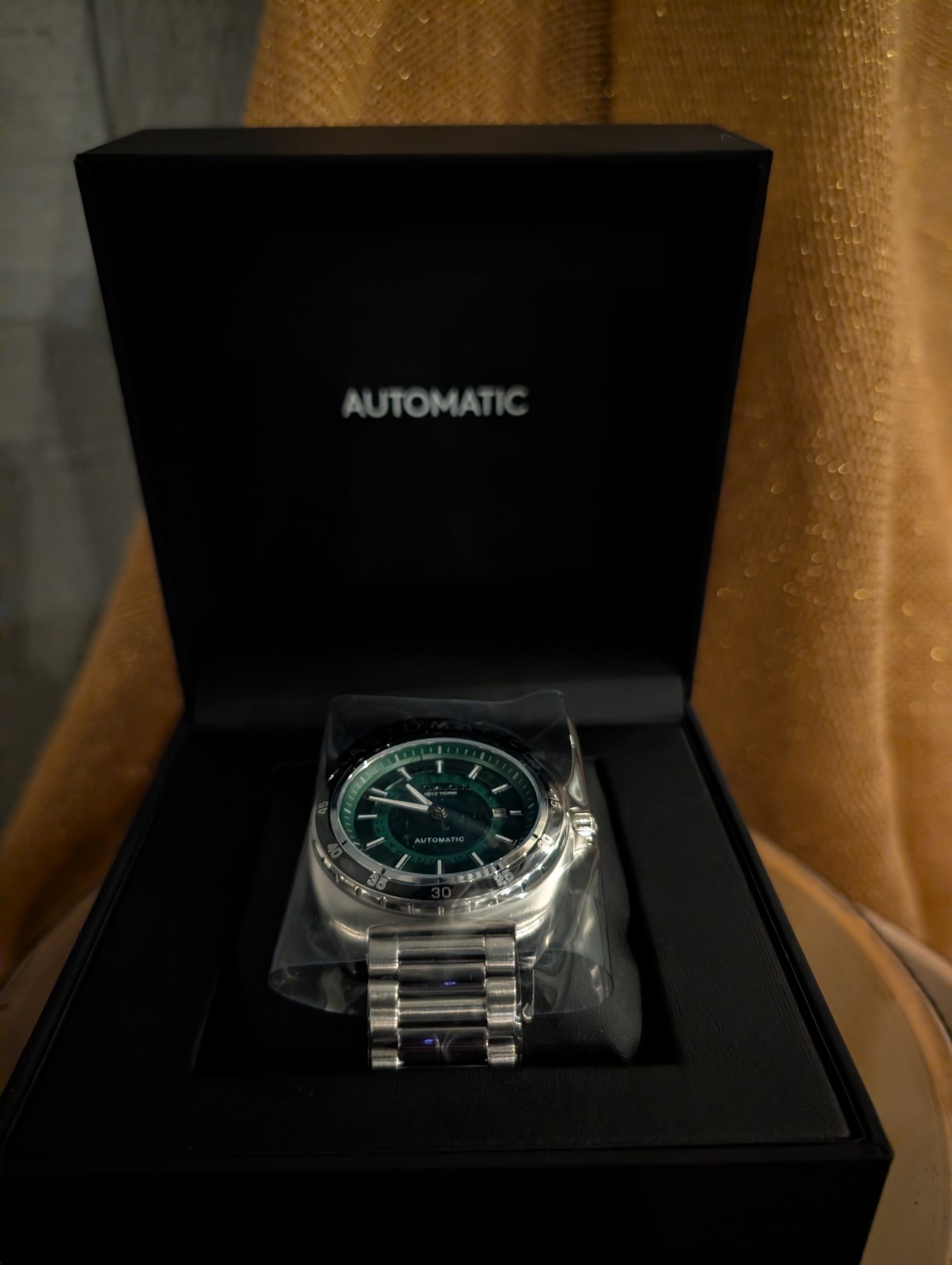 Coach New York Charter Automatic Green Dial Date 27mm Steel Bracelet Watch w/Box