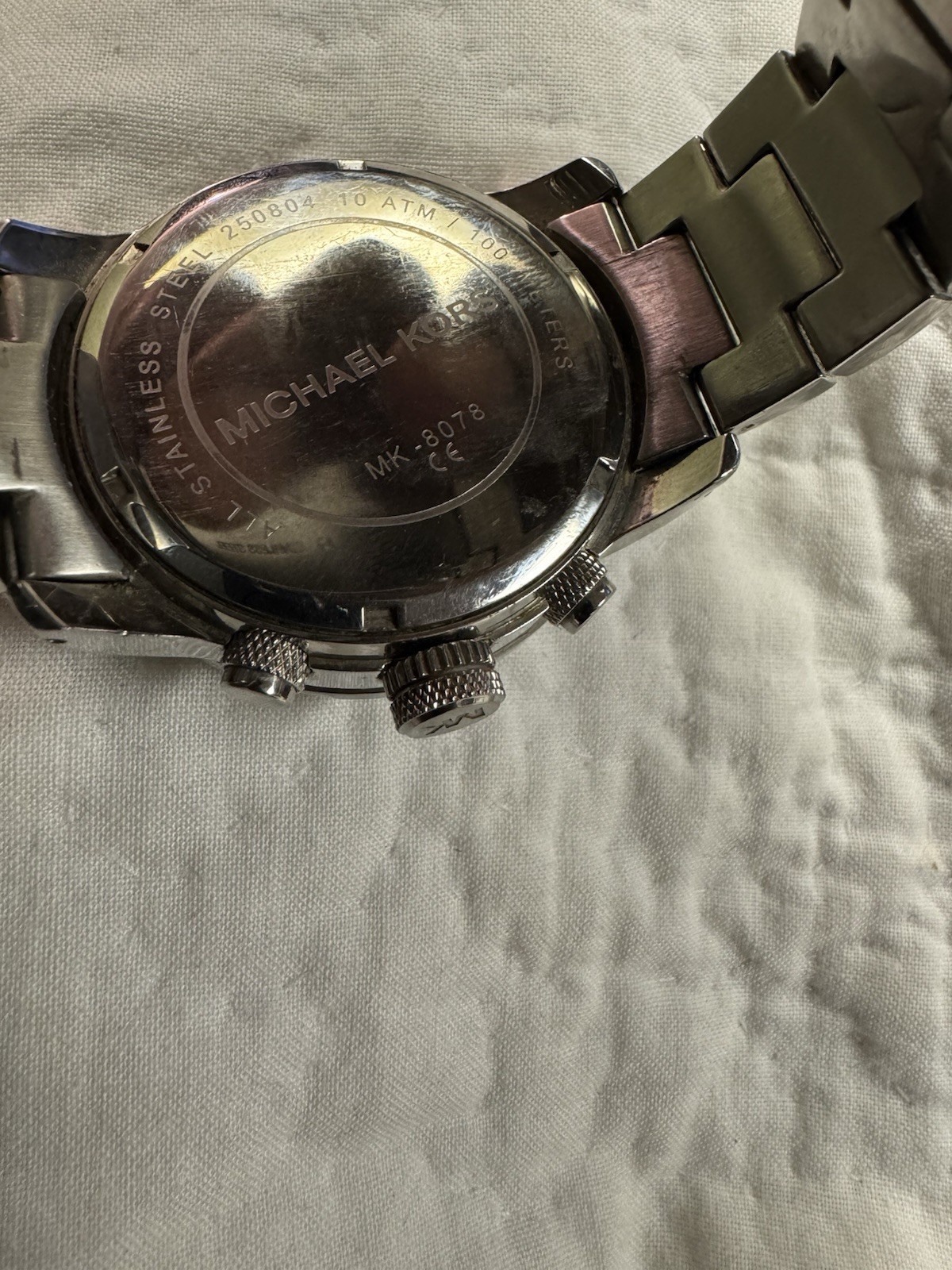 Michael Kors MK-8078 Chronograph Date Quartz 45mm Silver Bracelet 100m