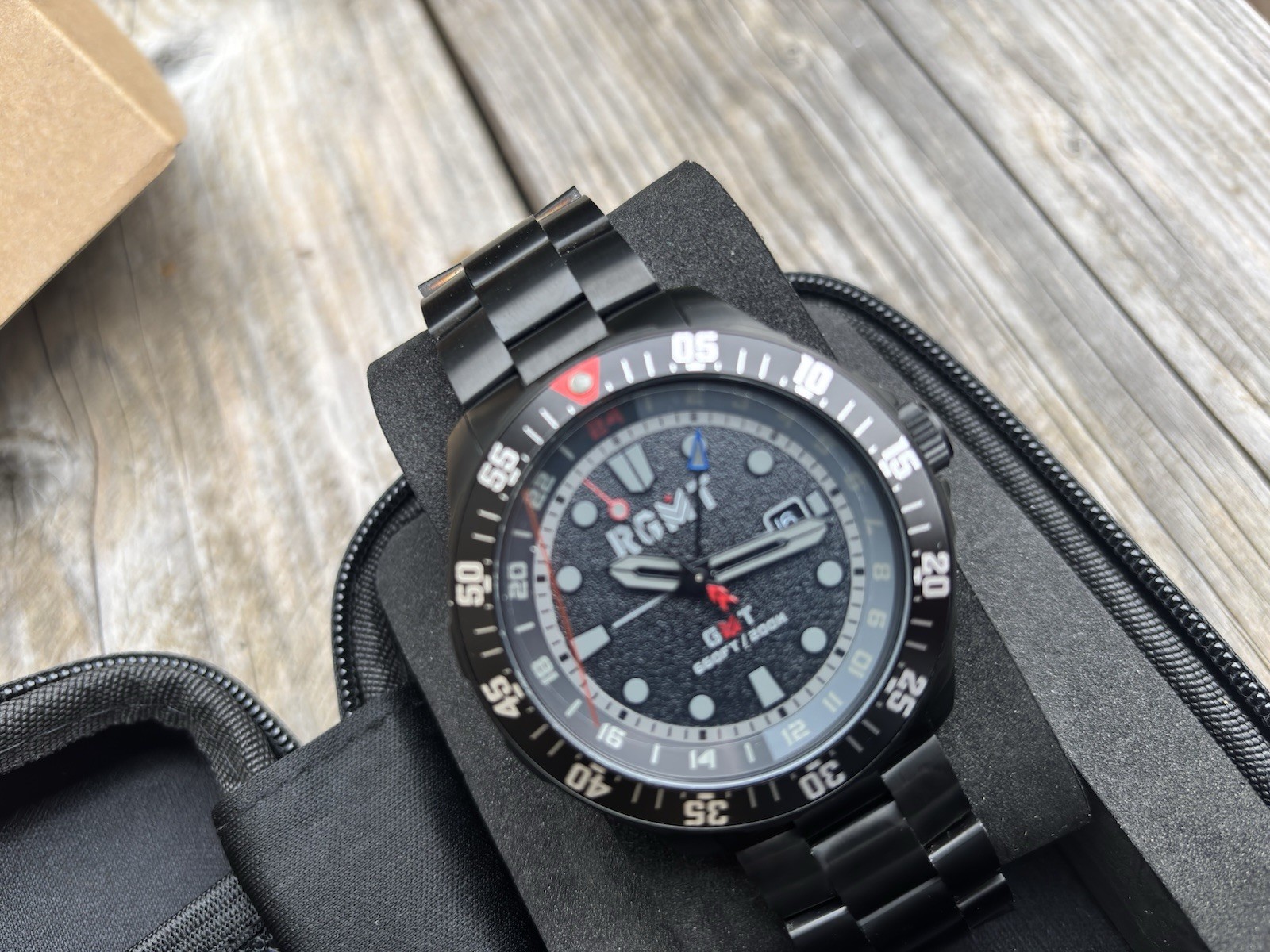 RGMT Continental GMT – Stealth Black. Swiss GMT Movement. free display stand