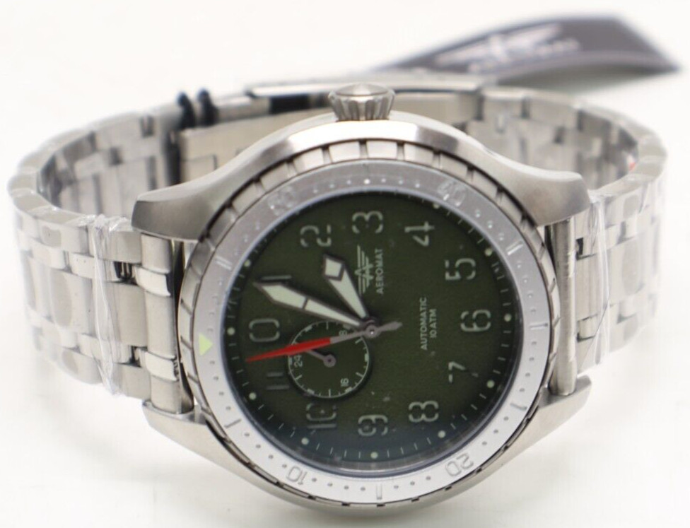 Aeromatic Pilot Beluga Jet Black Automatic Stainless Steel Mens Watch New In Box
