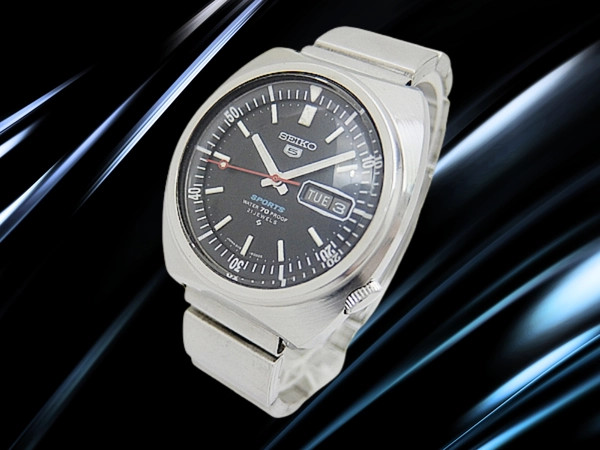 SEIKO Watch 5SPORTS 70 PROOF 6119-6020 SS Inner Rotating Bezel Black Dial