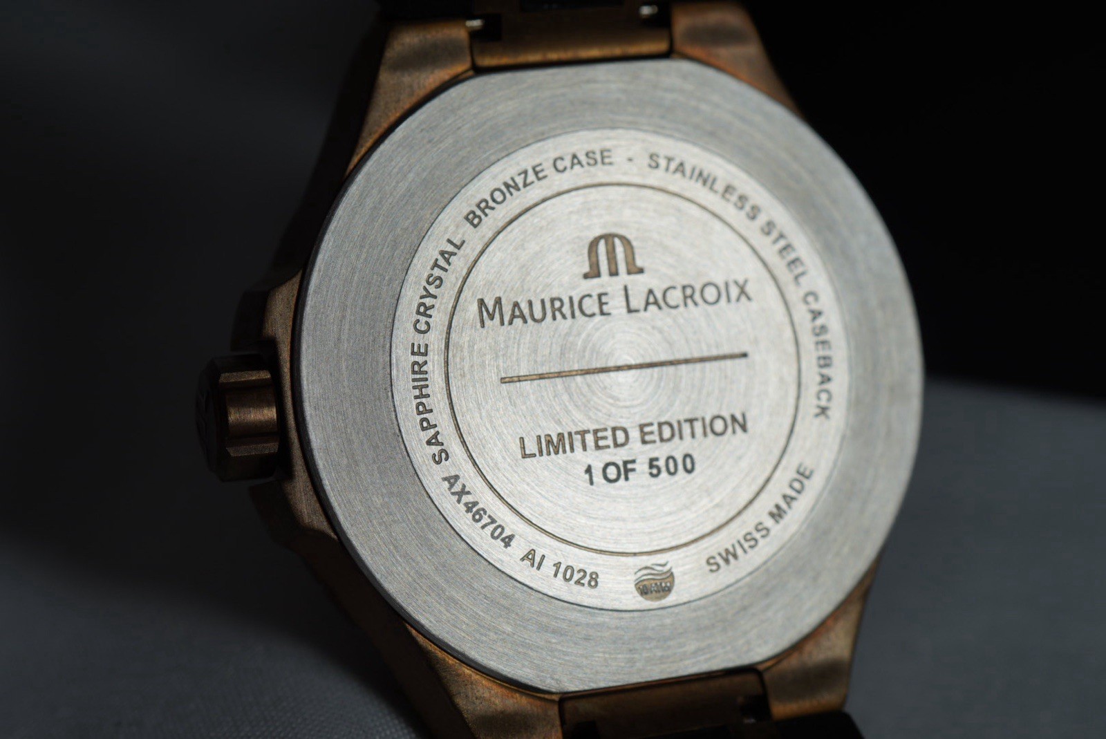 1/500 Maurice Lacroix AIKON Bronze Quartz 44mm Blue Dial Date 100m Box Papers