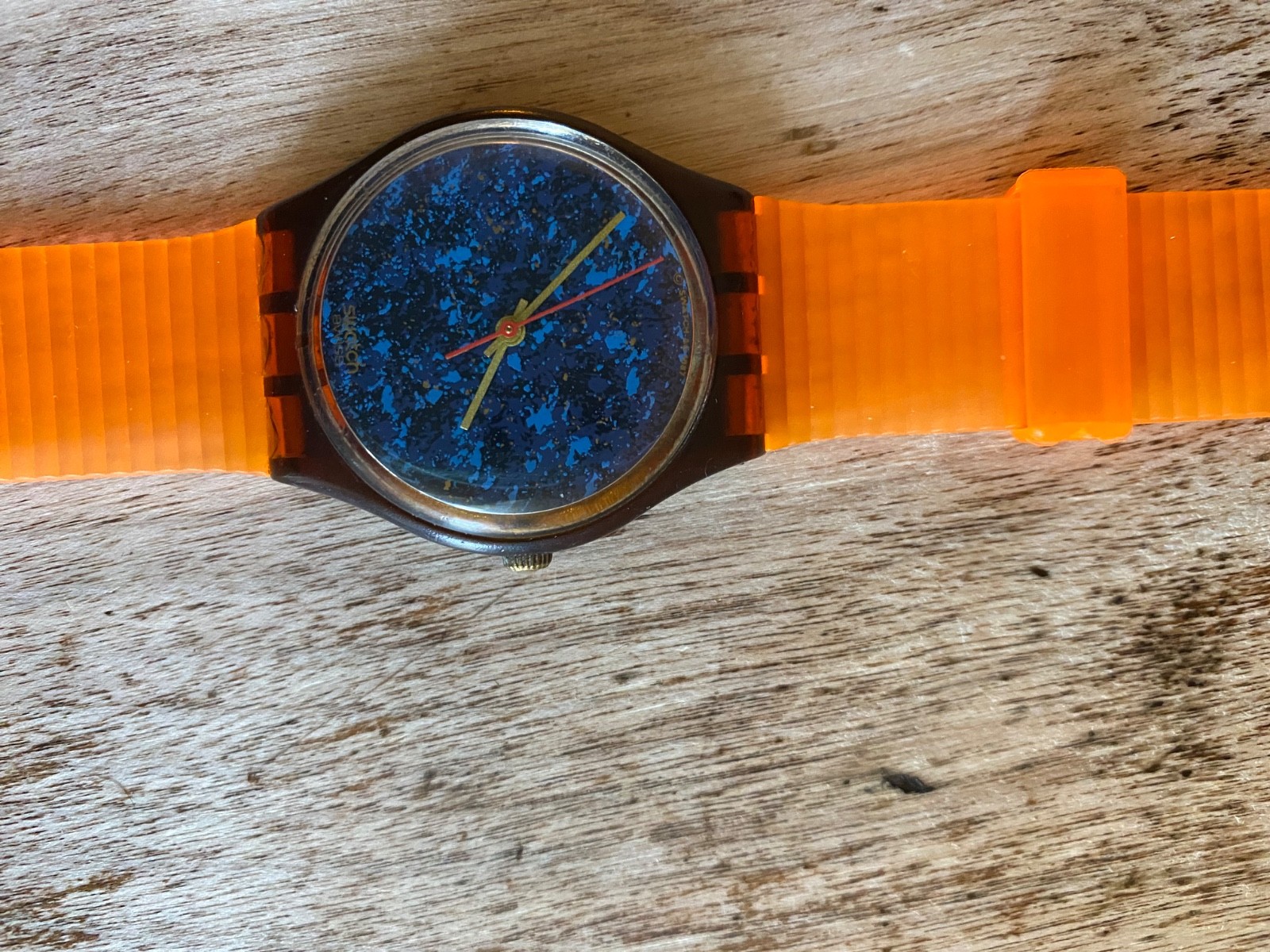 SWATCH 🦩 LAZULI – 🇨🇭 GF101 – 1987 – 🦩 NEW CUSTOM STRAP – 34mm 🇨🇭