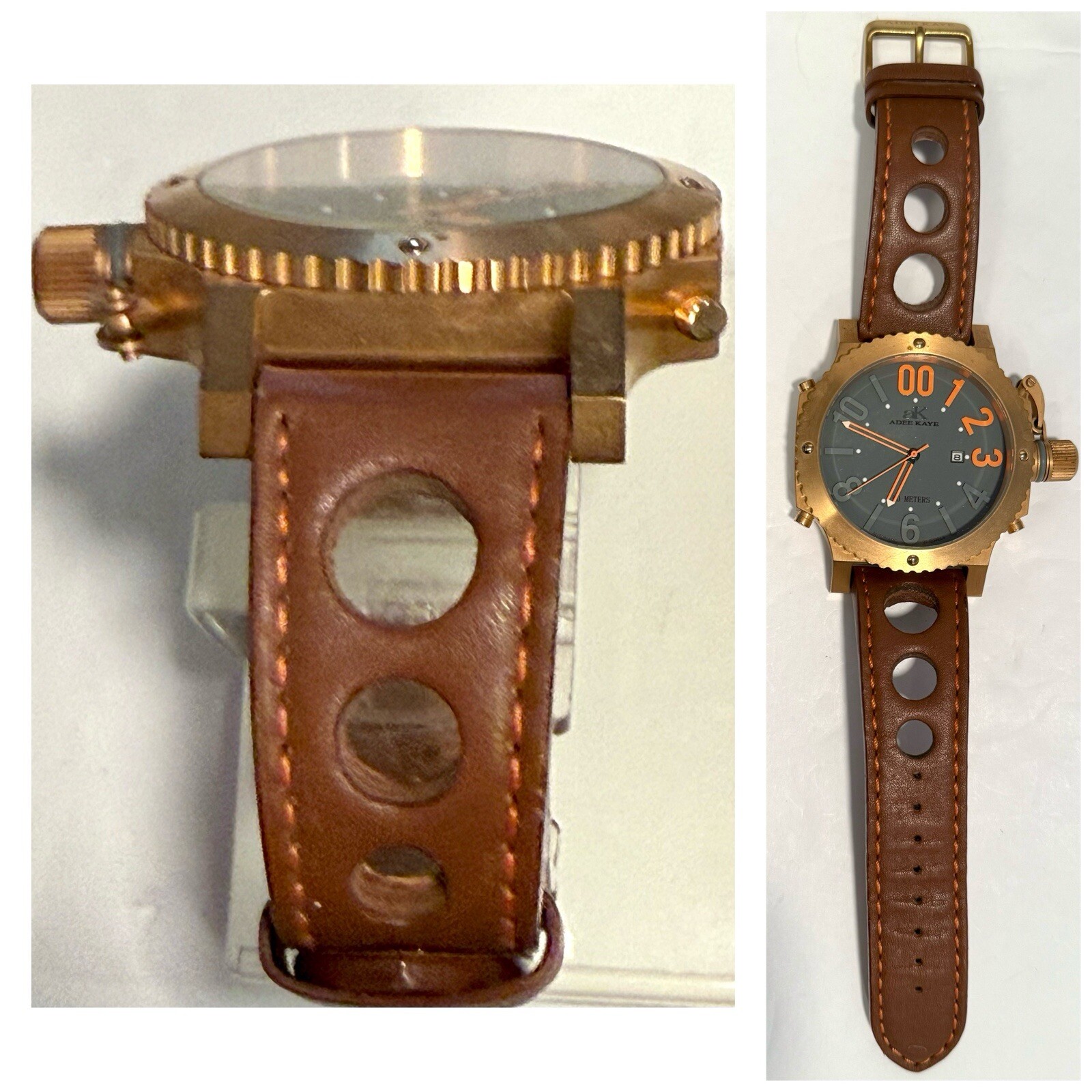 53mm Auto BIG FACE | Rosetone Case | Gray Dial | Orange Accents ADEE KAYE Watch