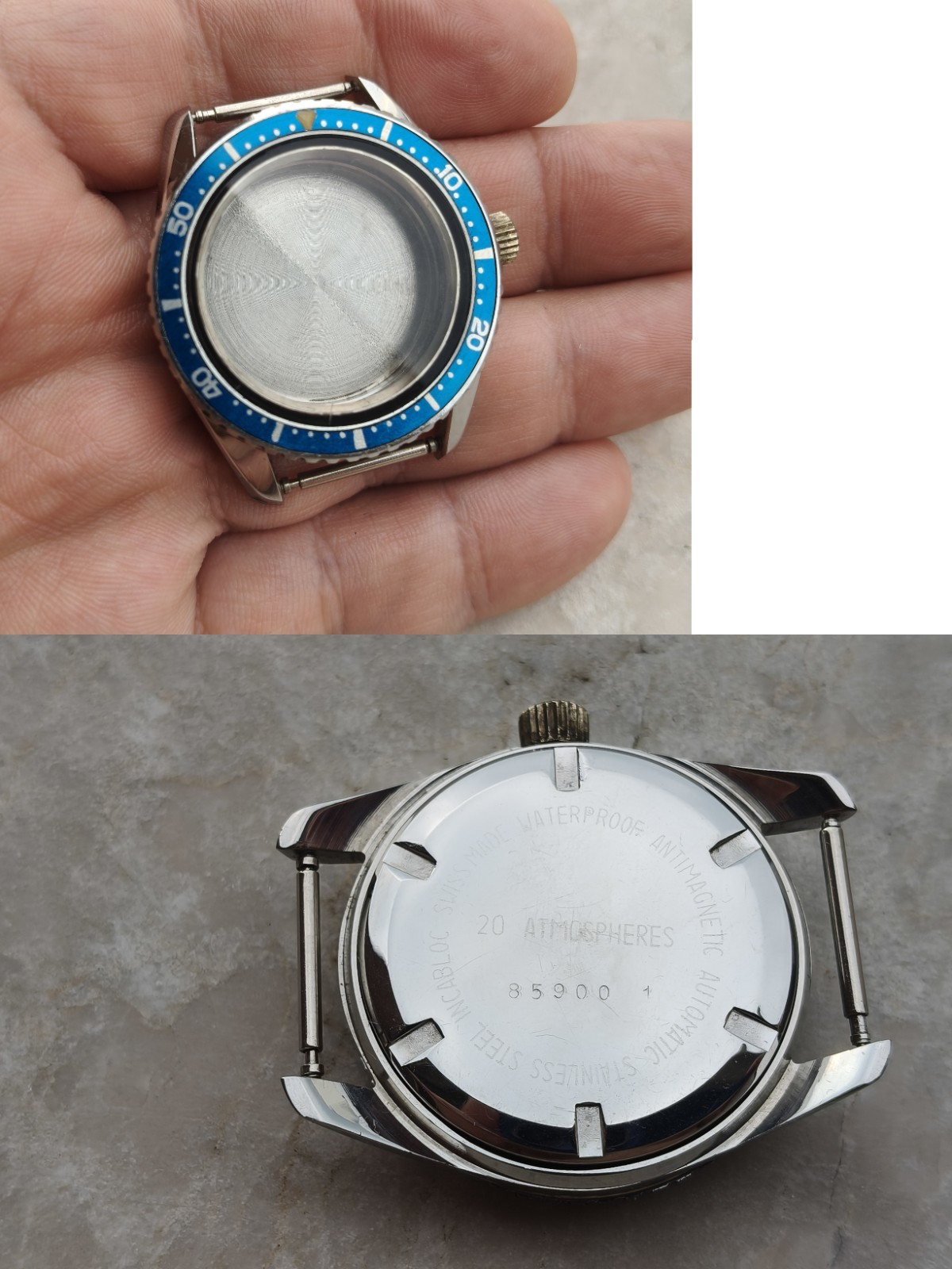 60s ORIGINAL AUTOMATIC DIVER 20ATM WATCH CASE WATCH CASE STEEL 36.5mm