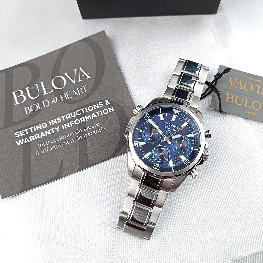 Bulova Marine Star Chronograph 96B256 Blue Dial Stainless Steel Men’s Watch