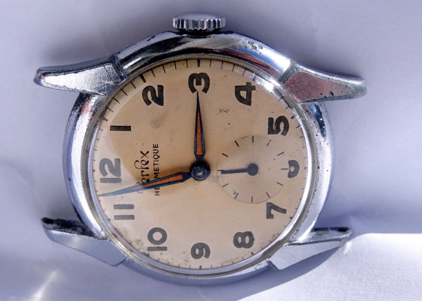 Perfex Hermetique Cal. Cupillard 233, Rare Case Maker, Crab Style, Patina, Works