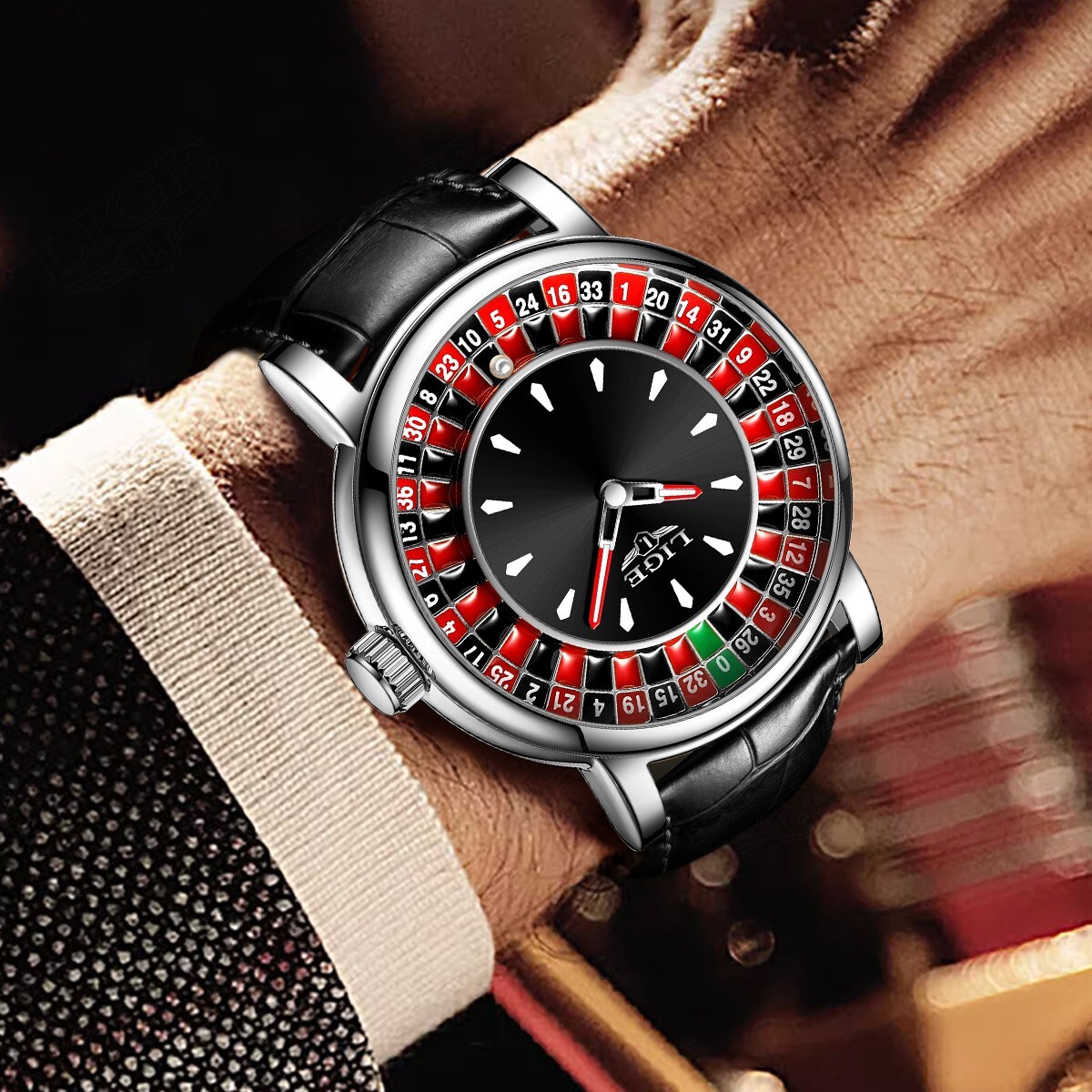 LIGE Men Watch Luminous Quartz Leather Strap Business Wristwatch Waterproof Gift