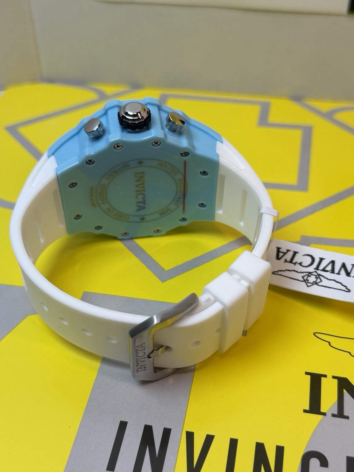 Invicta Racing Vaulthan Men’s 44mm Chronograph , White Blue Watch! NEW & SHARP!!