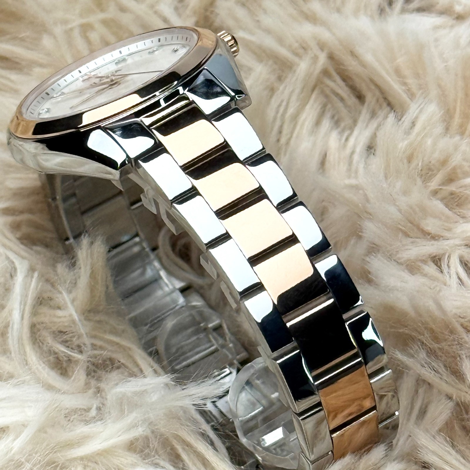 Bulova Surveyor Mother of Pearl White Dial Rose Gold Strap Women’s Watch 98P207