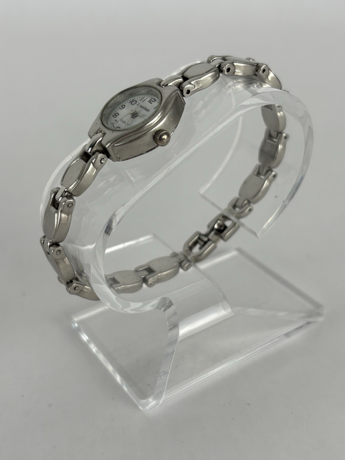 Lauristo 18mm Silver Tone White Dial Quartz Watch w/Bracelet & New Battery