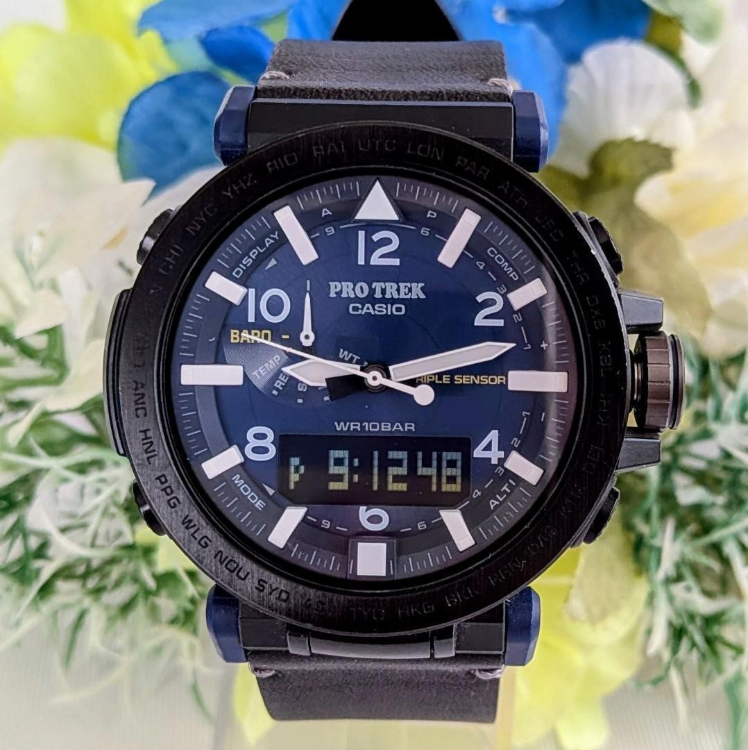 Casio Pro Trek Navy Solar Men’s Watch Tough Japan Nearly New 073768