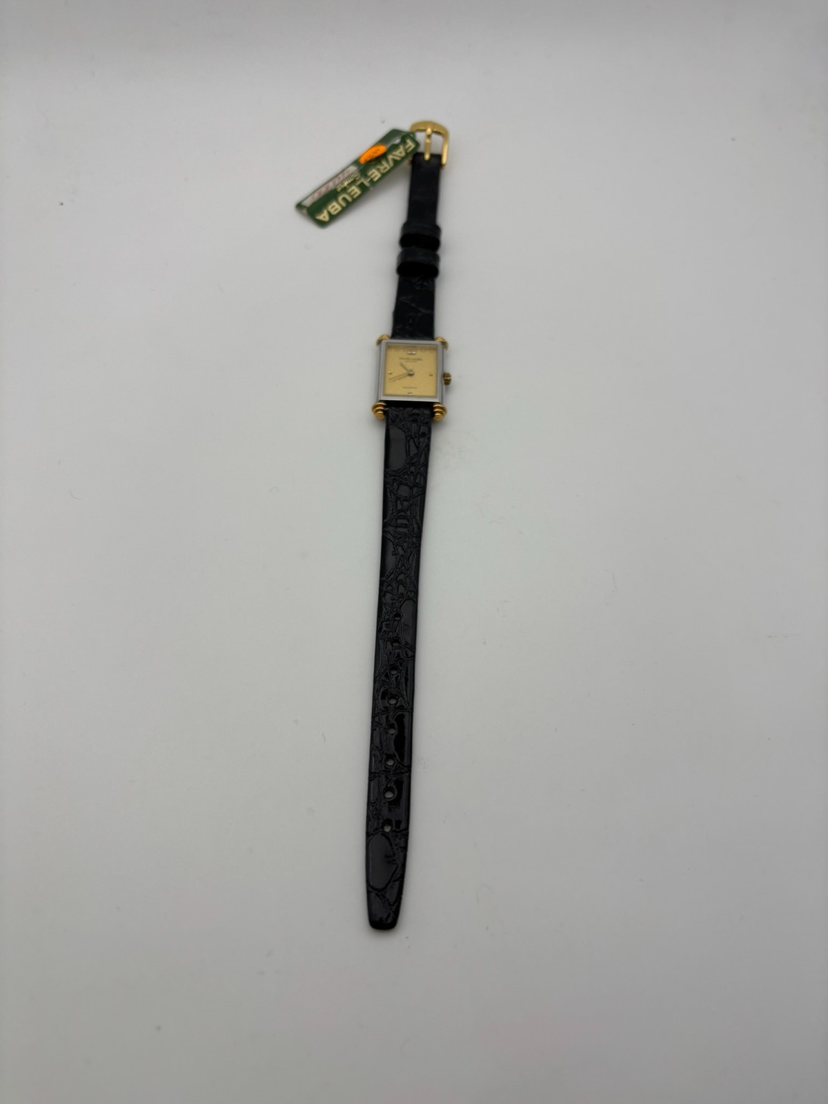 Favre-Leuba – Swiss Quartz Wristwatch – Two-Tone Rectangular Case – Gold Geometr