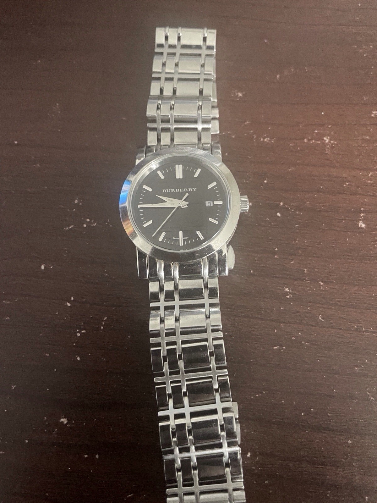 Burberry Unisex Quartz Date Black Dial 38mm Silver SS Bracelet 50m Watch