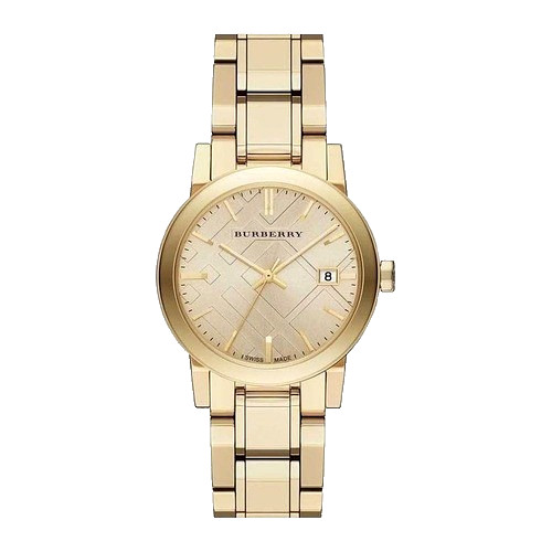 Brand New Burberry The City BU9134 Gold Tone Stainless Steel 34 mm Womens Watch