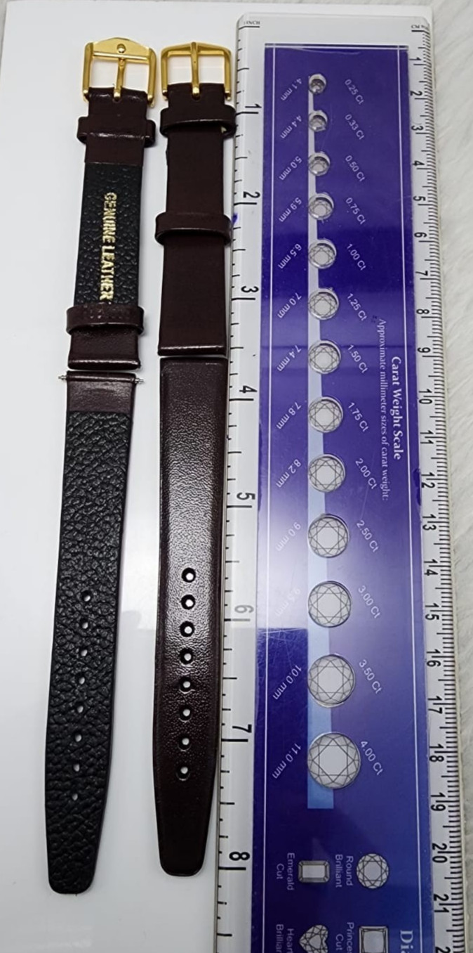 Brown Genuine Leather Watch Band Gold Buckle Replacement Strap Men-Women