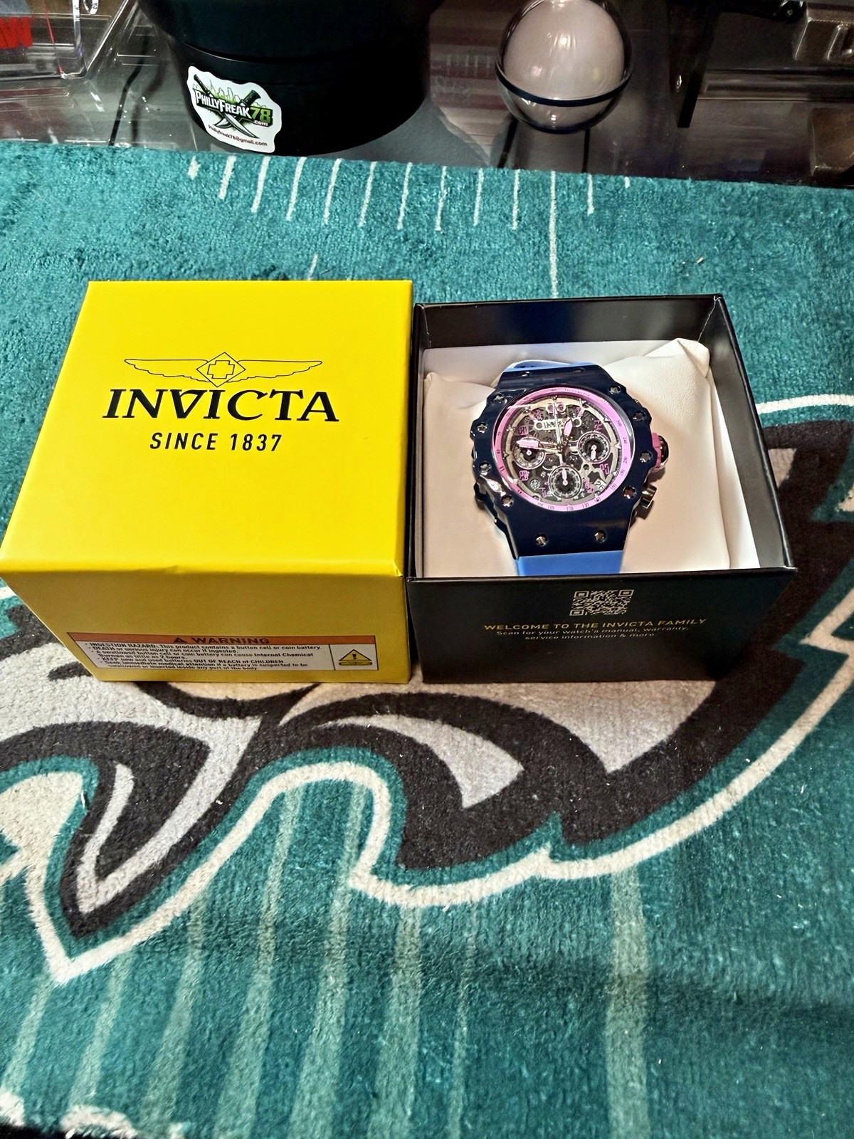 🔥Invicta Racing Vaulthan pink/black skeleton blue Strap 50mm HOTTEST COLORWAY🔥